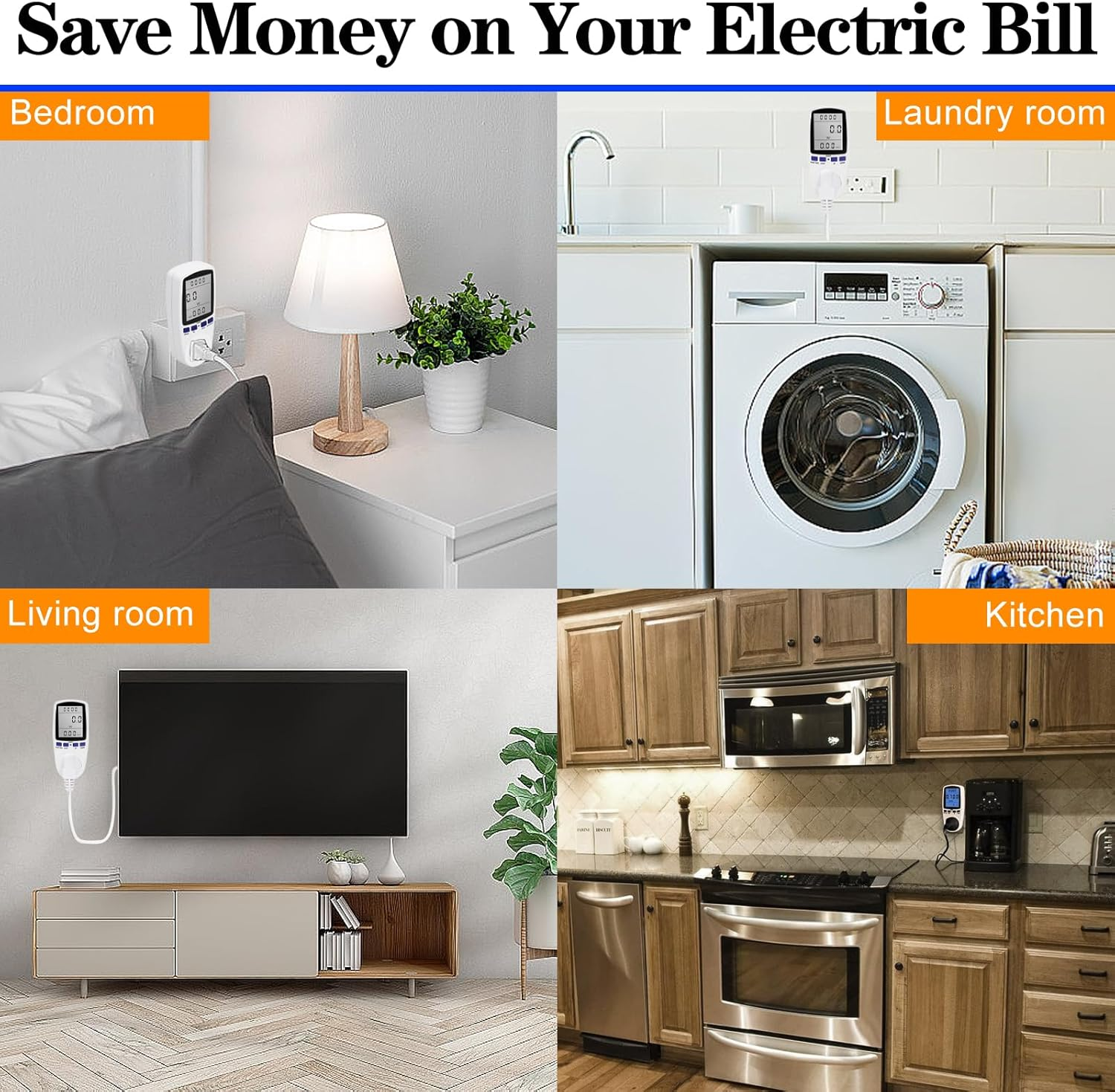 240V Electricity Usage Monitor Plug Power Watt Voltage Amps Meter with Backlight Digital LCD Display, Overload Protection and 7 Display Modes for Energy Saving, AU Plug image number 5