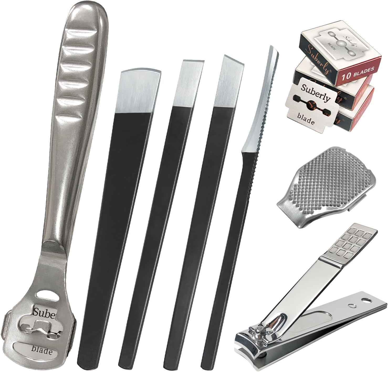 37 Pcs Callus Shaver for Feet Set, Foot Callus Shaver, (1 Foot File &1 Foot File Heads & 4 Pedicure Knife & 1 Nail Clippers & 30 Replacement Slices Blades) image number 2