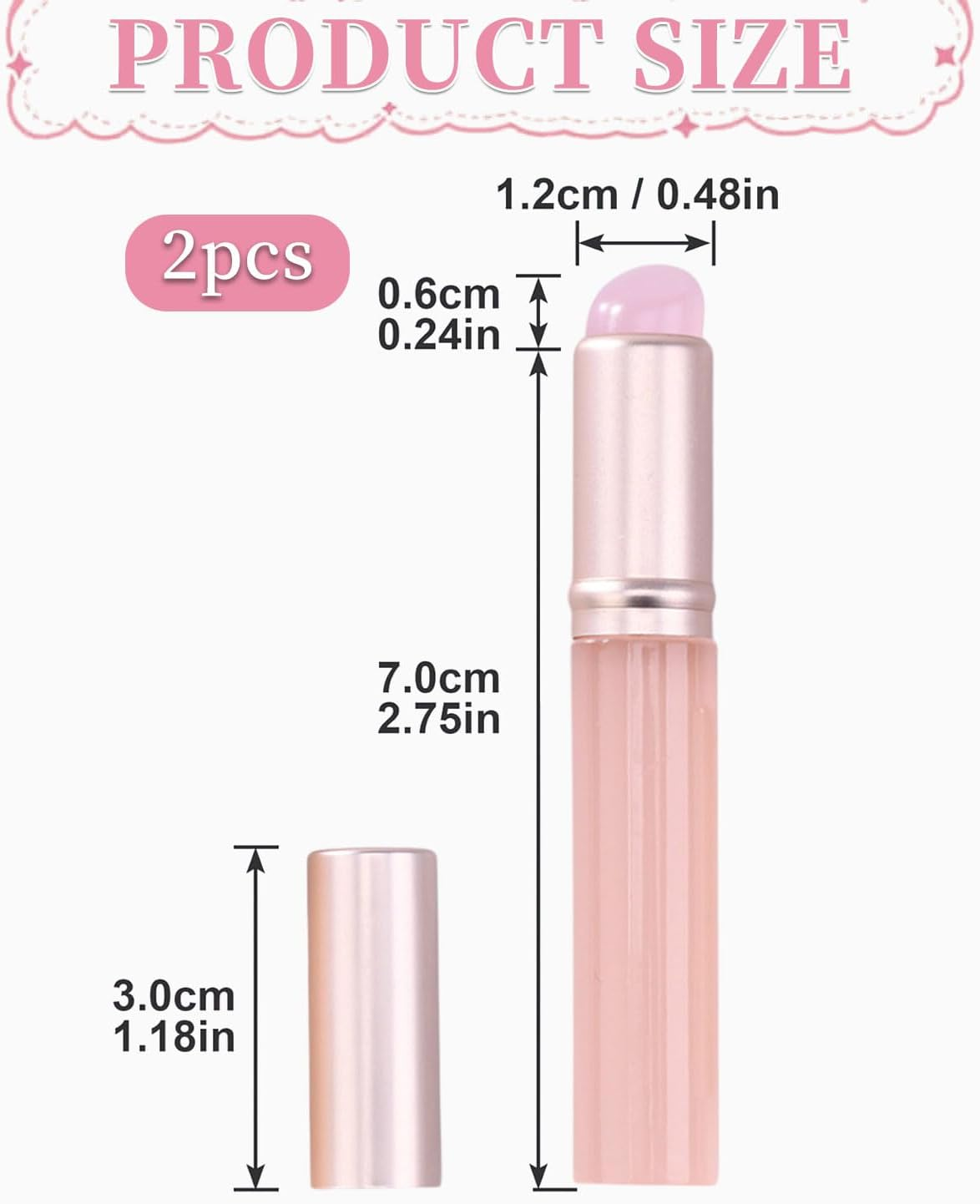 KGDUYC 2 Pieces Lip Brush Silicone Silicone Nail Brush, Ombre Nail Brush, Silicone Nail Tools, Reusable Silicone Chrome Applicator for Nails, with Protective Cap Manicure, Pink image number 2