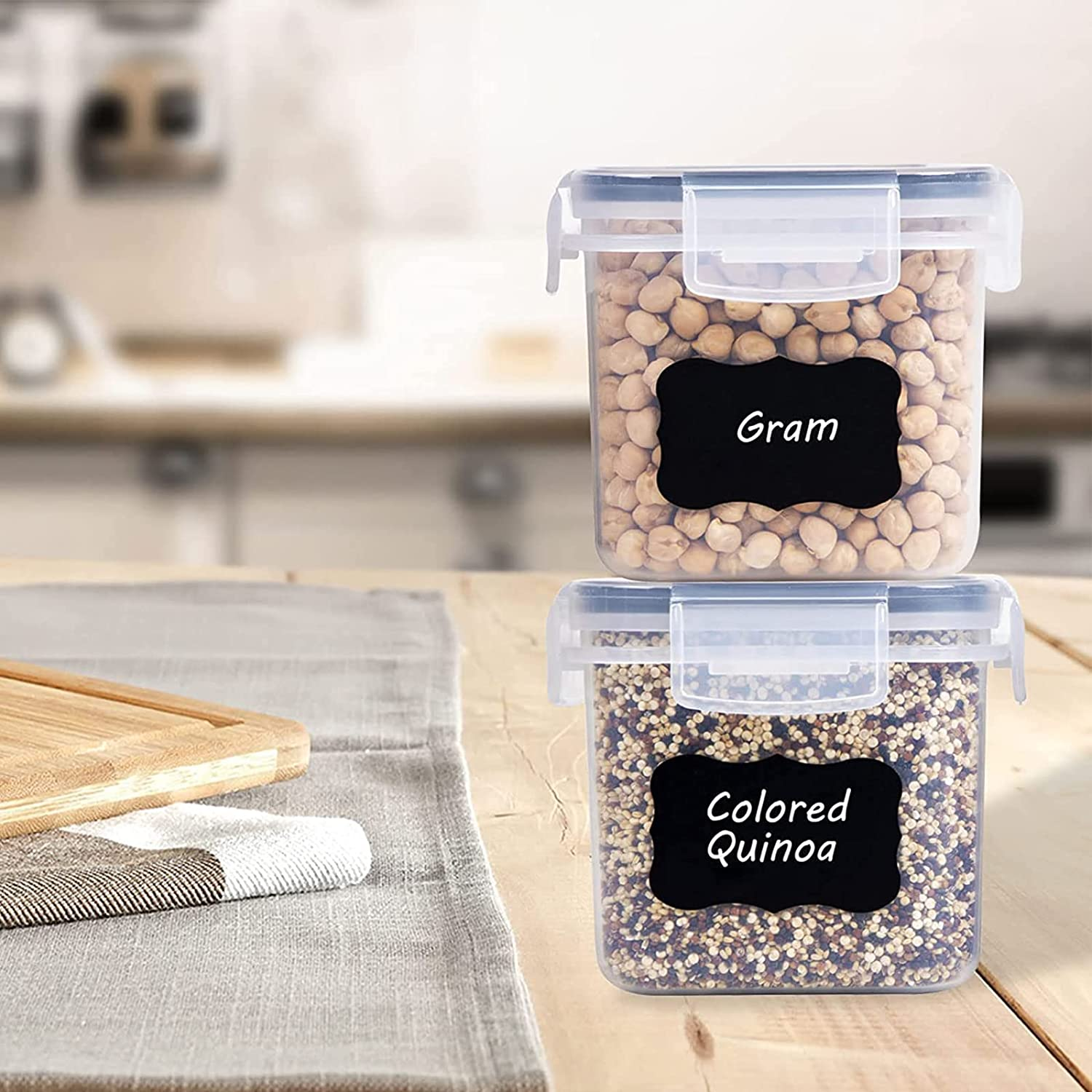 24PC Food Storage Containers Robasiom Airtight Food Containers Set for Kitchen Organization,Plastic BPA Free Pantry Storage Organiser with Lids,Labels,Marker,Spoon image number 3