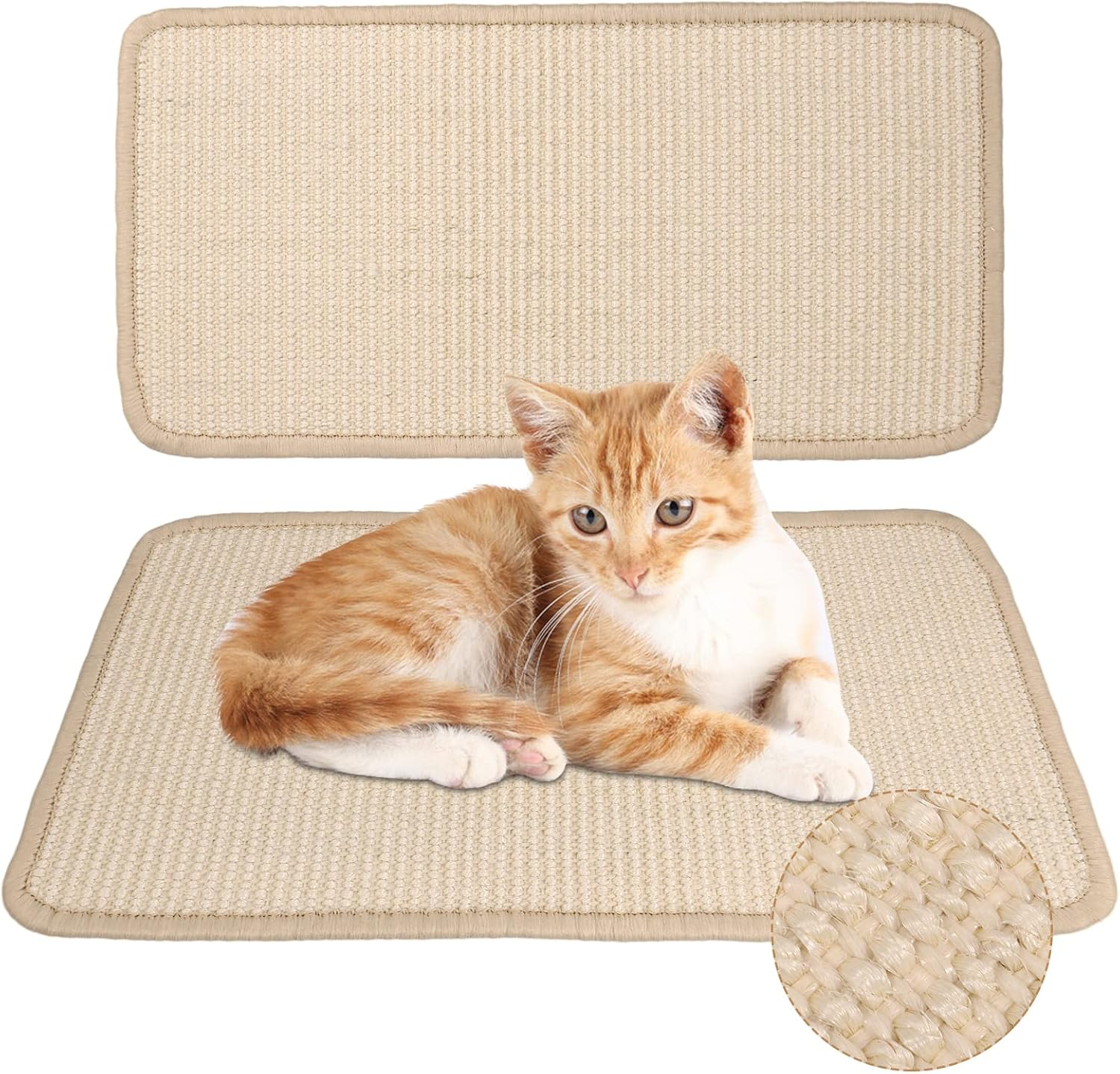 2Pcs Cat Scratcher Mat Sisal Cat Scratching Pad 9.8X19.7Inch Cat Scratch Rug for Indoor Cats Multipurpose Practical Cat Scratch Pad for Couch Floor Wall Furniture image number 2