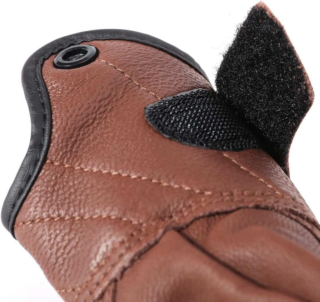 Harssidanzar Fingerless Motorcycle Gloves,For Mens Leather Riding Driving Gloves with Hand Knuckle GM037 image number 5