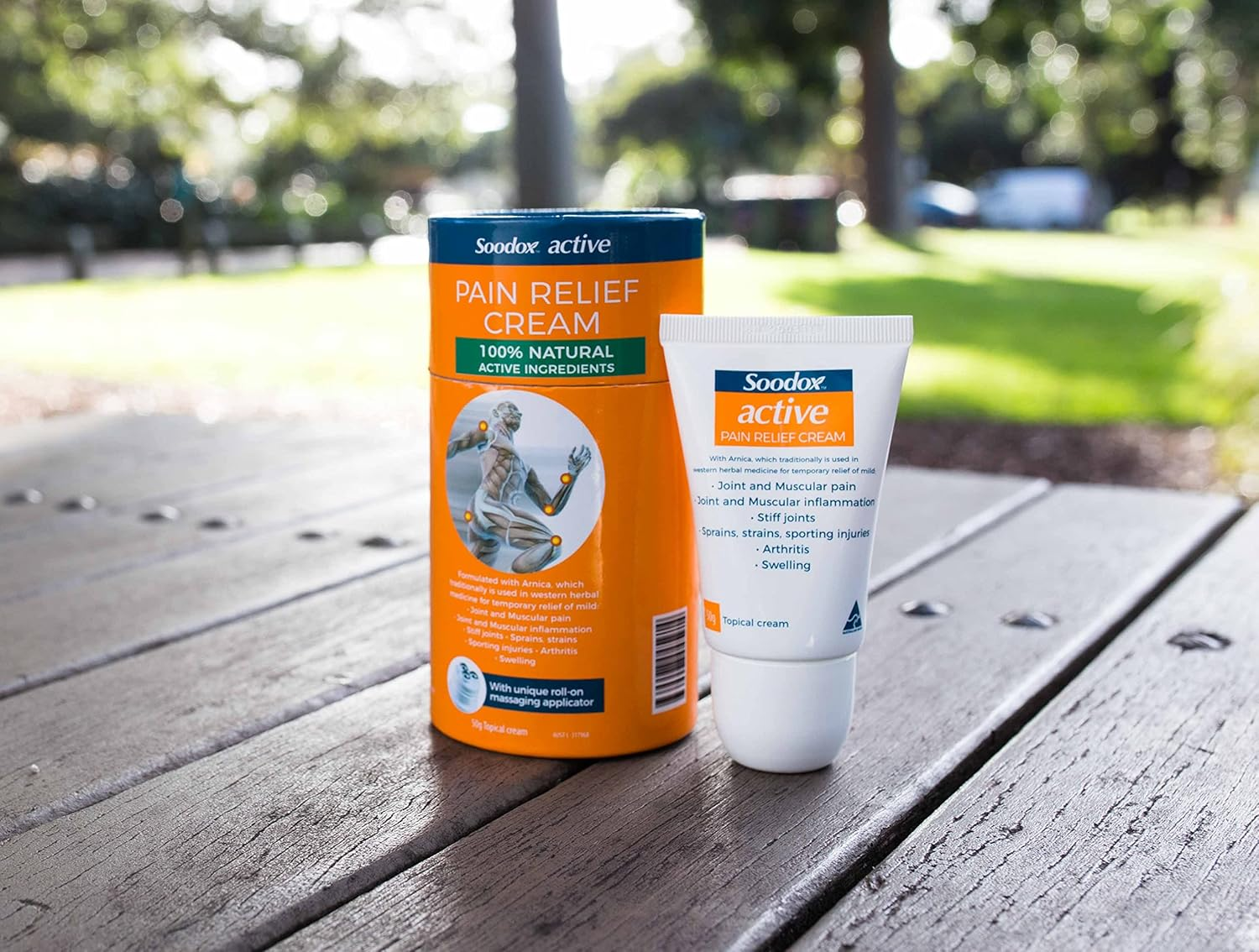 Soodox Active Pain Relief Cream 50G - 100% Natural Active Ingredients | Patented Roll on Massage Applicator - No Messy Hands! image number 3