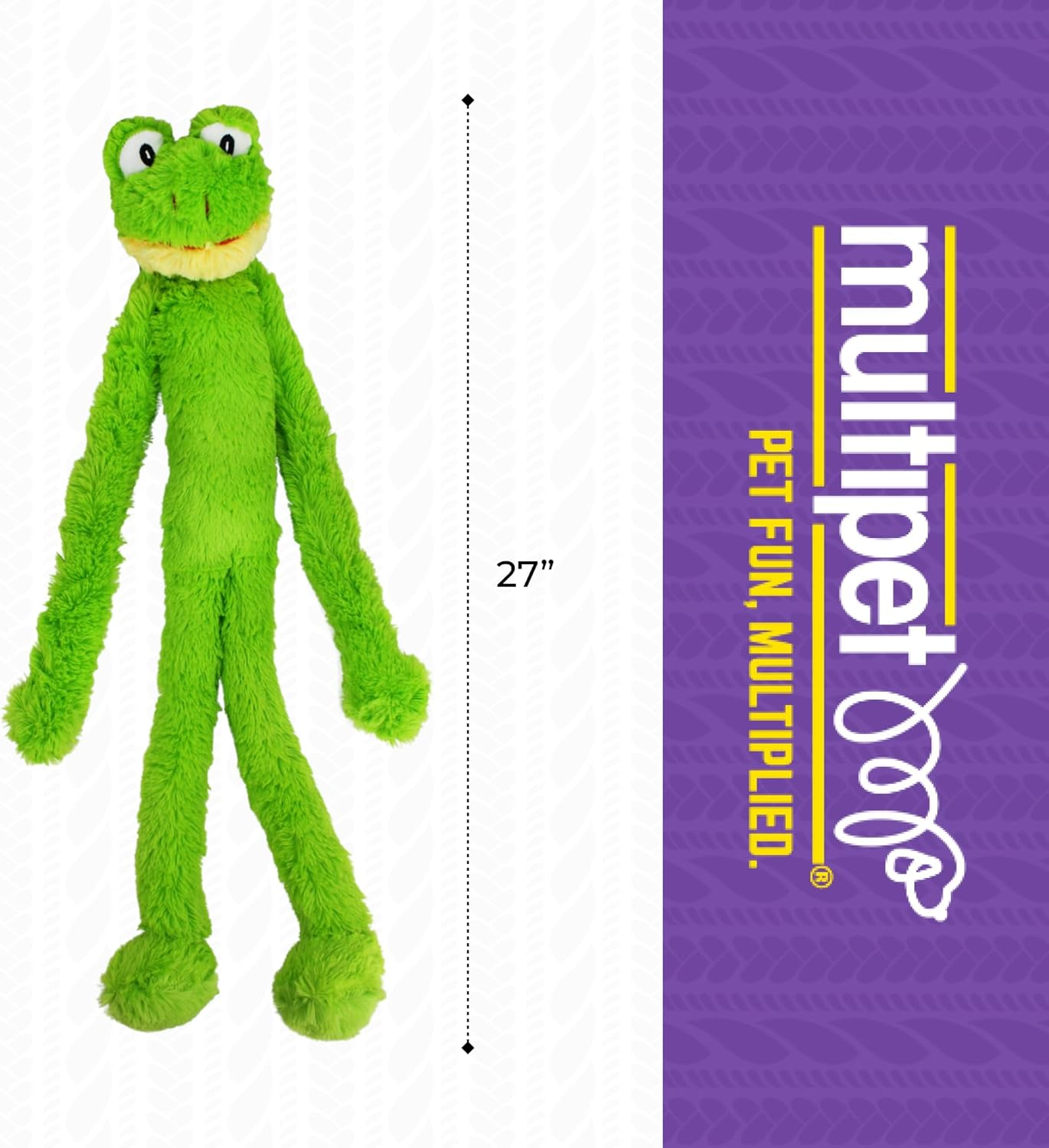 Multipet Swingin Slevin XXL Oversized 27-Inch Green Frog Plush Dog Toy, Large Breeds image number 4