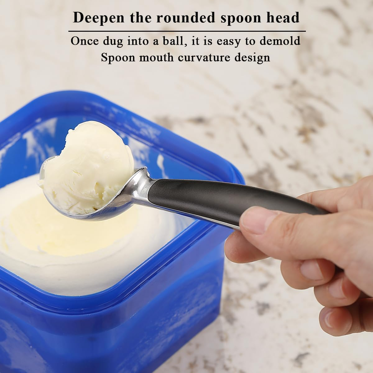 Ice Cream Scoop with Confortable Handle and Easy to Release, Heavy Duty Modern Design Metal Ice Cream Spoon, Ice Cream Scooper image number 5