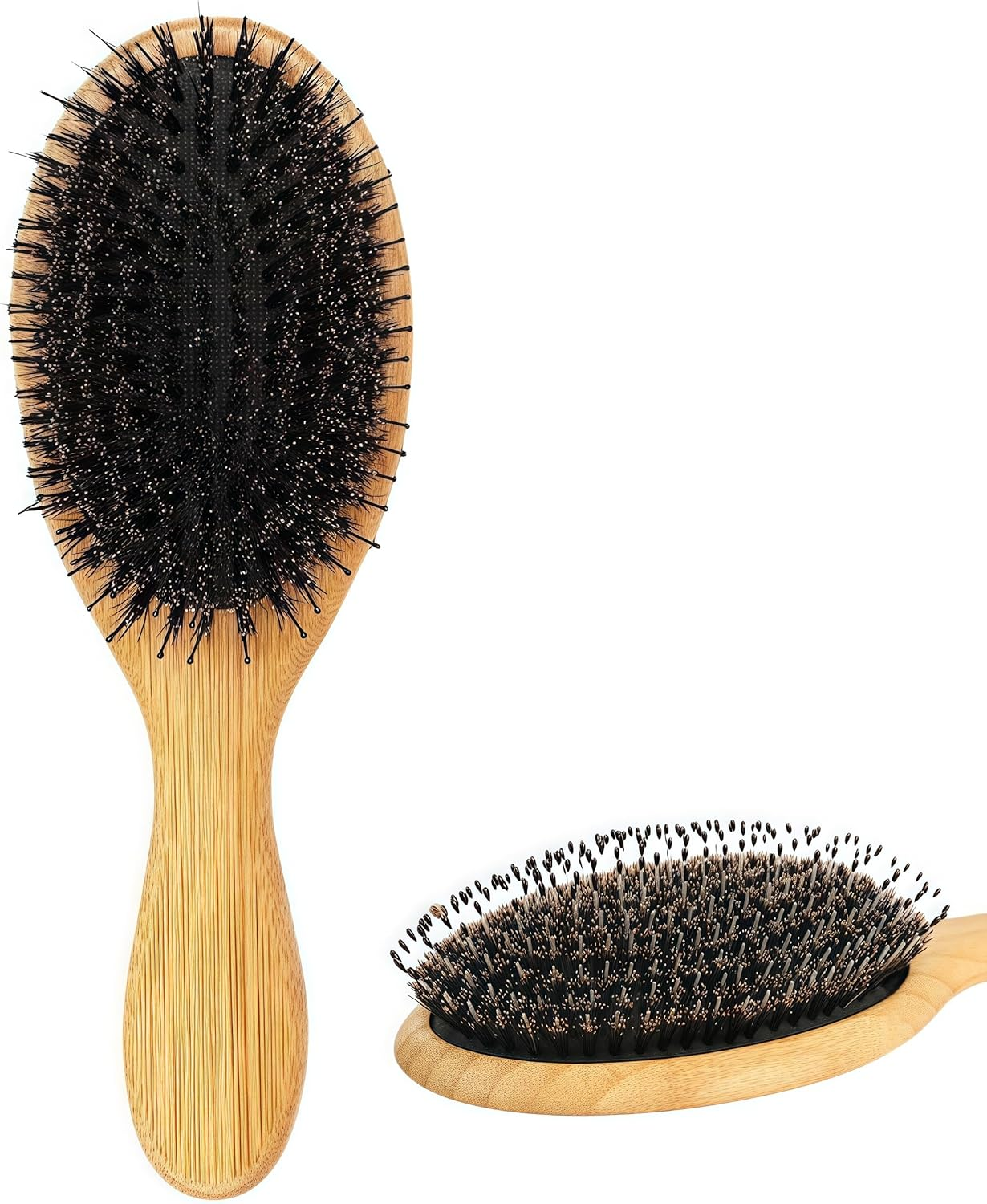 Wooden Paddle Nylon Bristle Brush,Wizefolk Boar Bristle Hair Brush,Natural Hairbrush Massage Comb,Unisex Original Detangler Hair Brush,For Smoothing, Massaging, Detangling image number 1