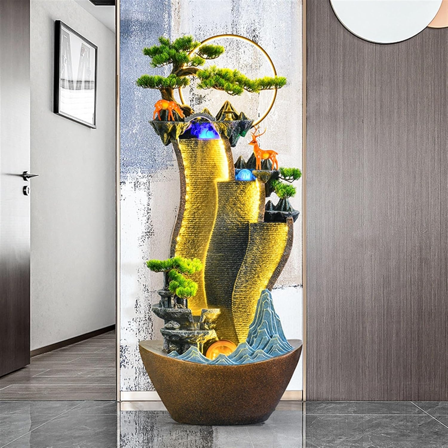 Outdoor Fountain Creative Rockery Water Curtain Wall, Floor Circulating Ornaments, Living Room Courtyard Fountain Landscape(L) image number 4