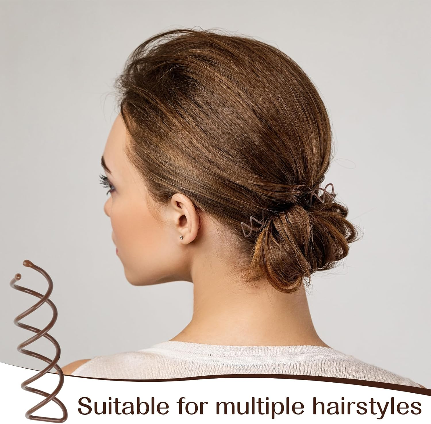 Pack of 20 Hair Spirals, Spiral Hair Clips, Spiral Hairpins, Irregular Hairpin, Bobby Pins, Hair Combs for Plugging, Fixing Bun of Accessories, Spiral Hair Pins for Updo Hairstyles Hairstyle Aid image number 6