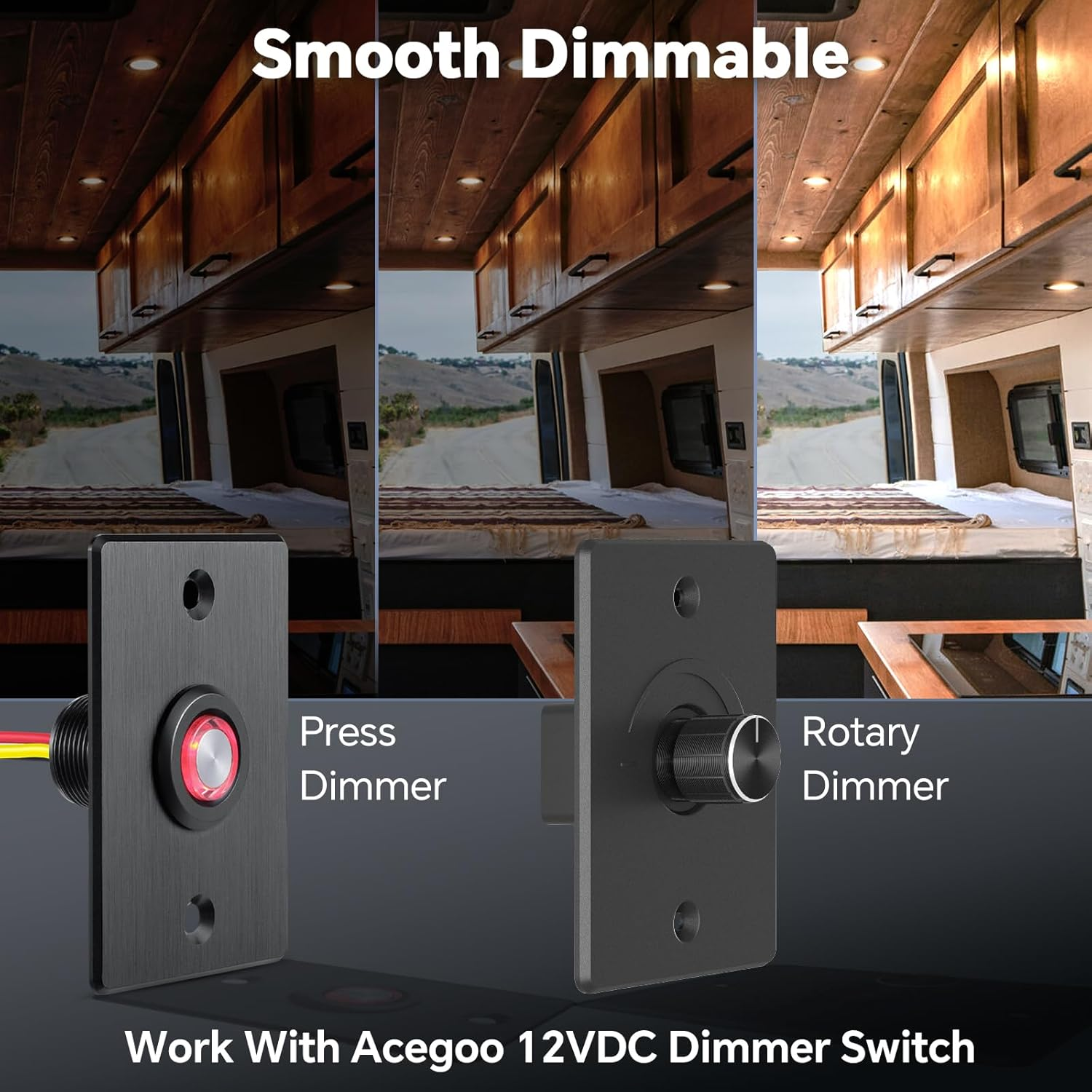 Acegoo 12V LED Campervan Recessed Mount Ceiling Light, 2.5W 6 Pack CRI 93 Caravan Boat Downlight Spot Lights for Van Cabin Truck Motorhome Sailboat under Cabinet Kitchen Bathroom, Black 3000K image number 6