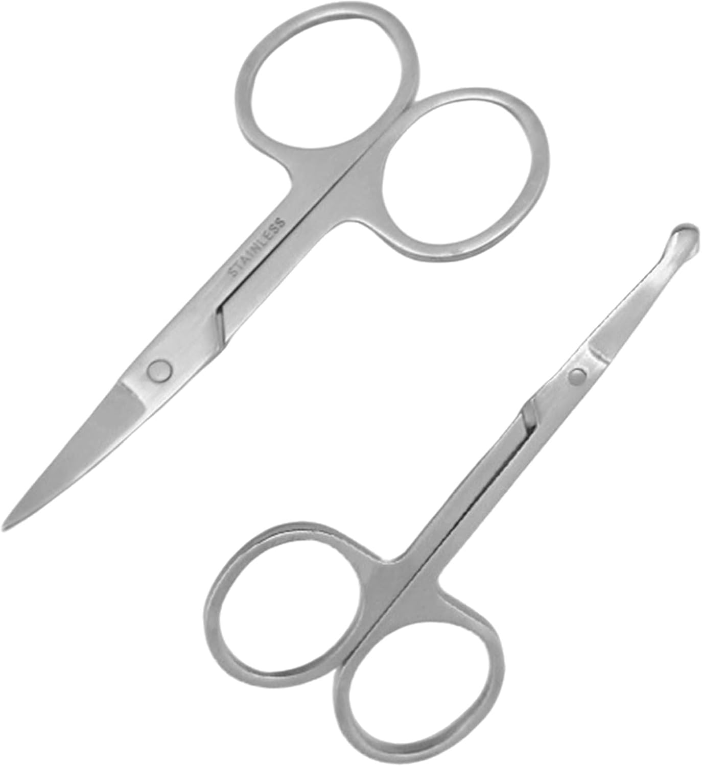 BGENHPON Grooming Scissors for Facial Hair - Small Beard Scissors Men Women - Eyebrow Nose Mustache Ear Trimming - Curved Safety Tip Stainless Steel 2PCS image number 5