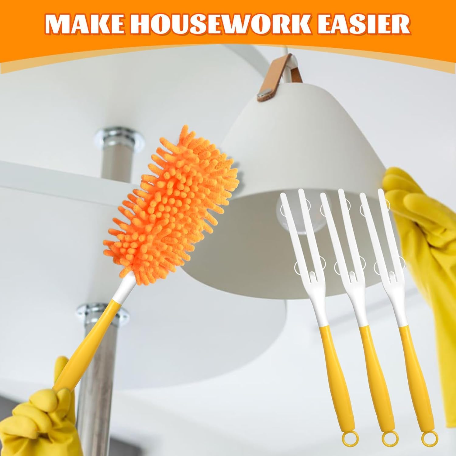 Replacement Duster Handle Extended Handle, 3Pcs Extender Duster Mop Handles,Extendable Duster Mop Handles,Plastic Extender Duster Mop Handle,Dust Handle Mop Extended Compatible with Duster Refill image number 2