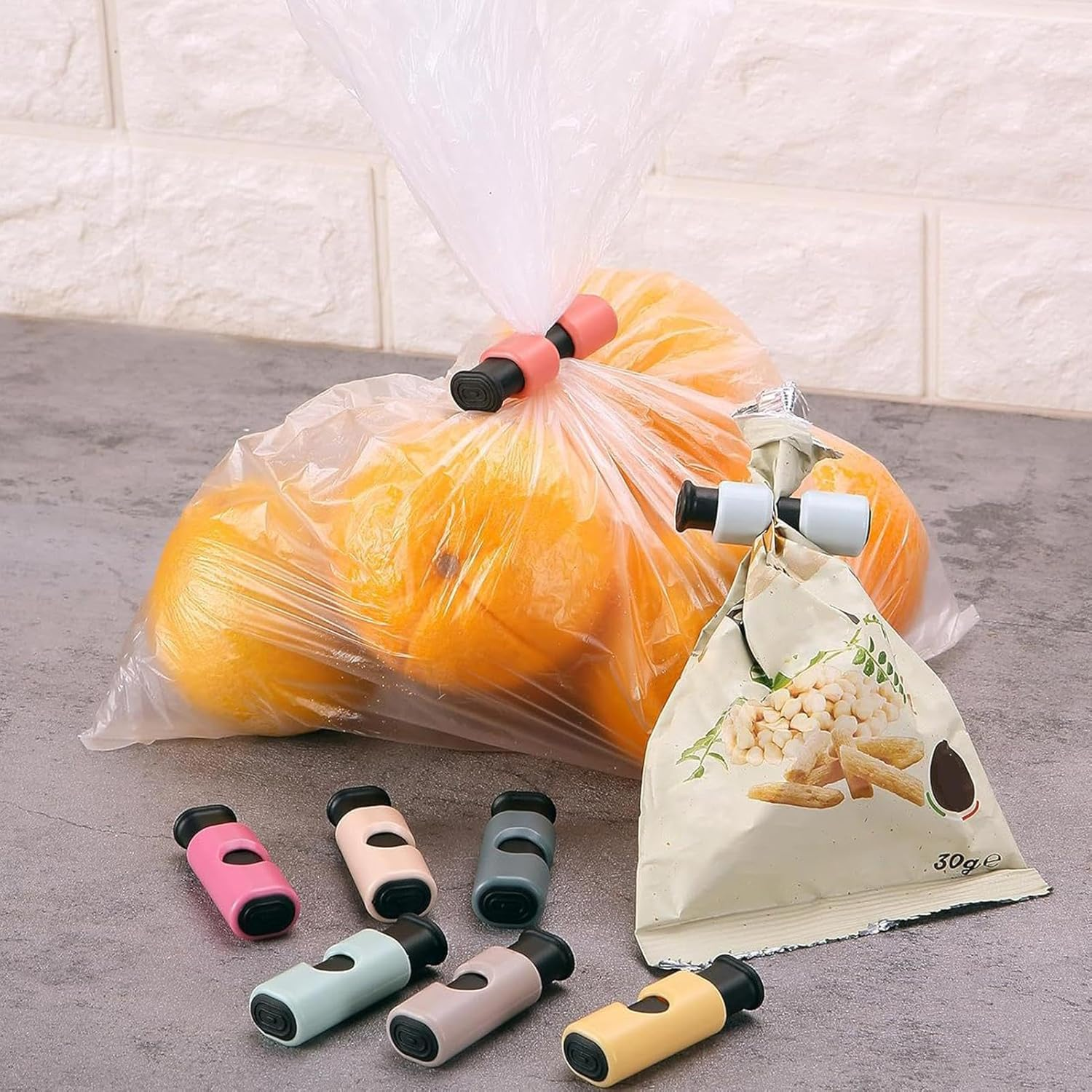 Food Bag Sealer Clips - Bag Sealing Cinch for Kitchen Food Storage,Fruit Bread Bag Cinch, Kitchen Food Storage Bag Clamp, Sturdy & Handy Bag Sealing Cinch for Food Storage, Beans image number 1