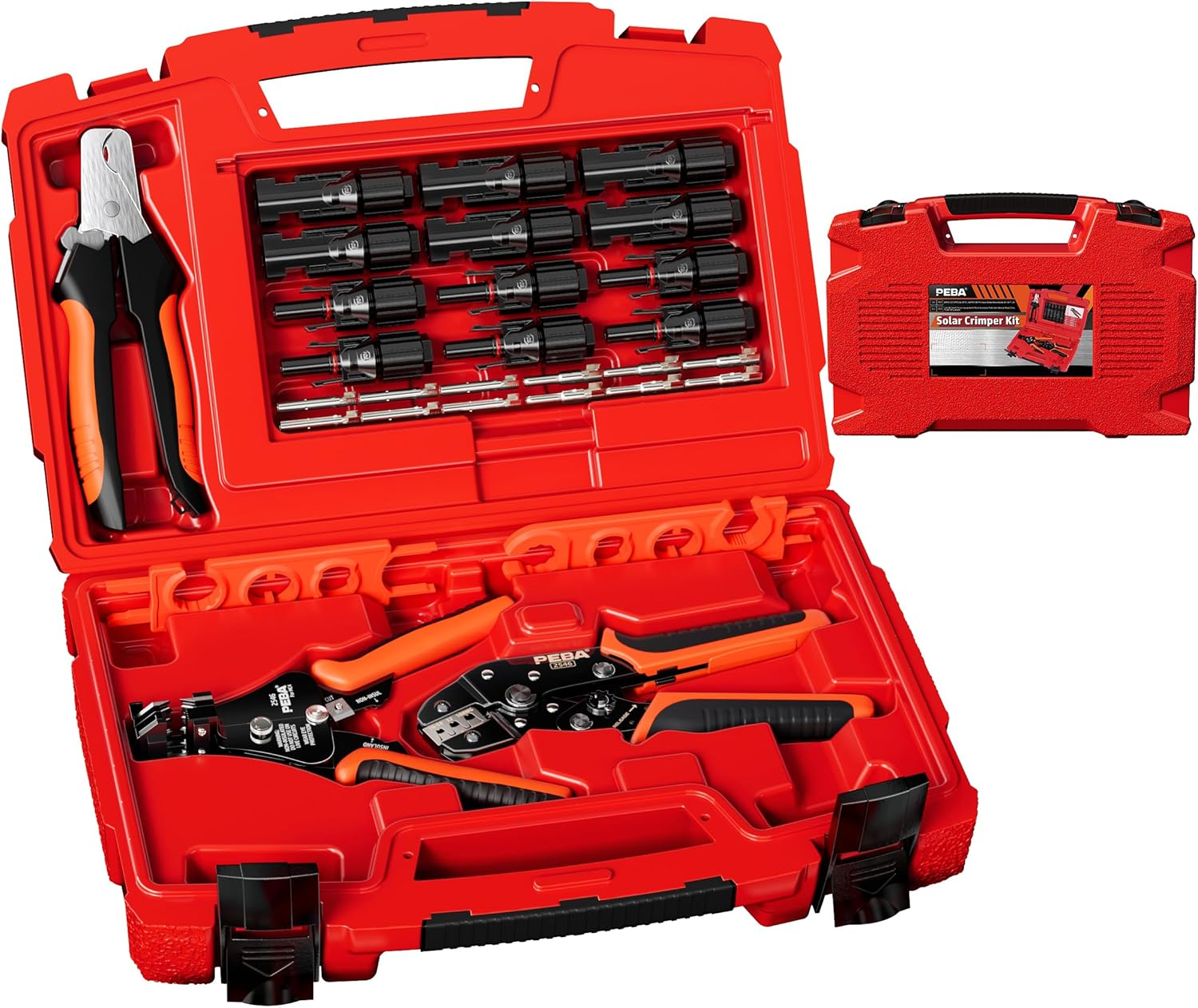 PEBA Solar Crimping Tool Set for 1.5-6.0 Mm&sup2; Solar Panel PV Cable, Incl. Cable Plug, Wire Stripper, Cable Cutter, Wrench for Solar Plug and Top Tool Box image number 4