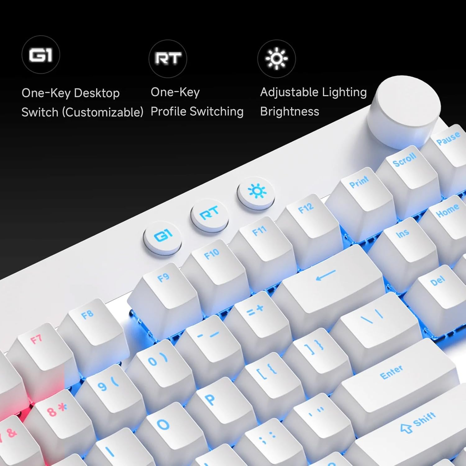 MCHOSE Mix 87 Hall Effect Keyboard, RGB Wired Magnetic Gaming Keyboard with 8K Hz Polling Rate, RT 0.005Mm, Adjustable Actuation, Hot Swappable,Custom Gasket Structure Creamy Keyboard (White) image number 5