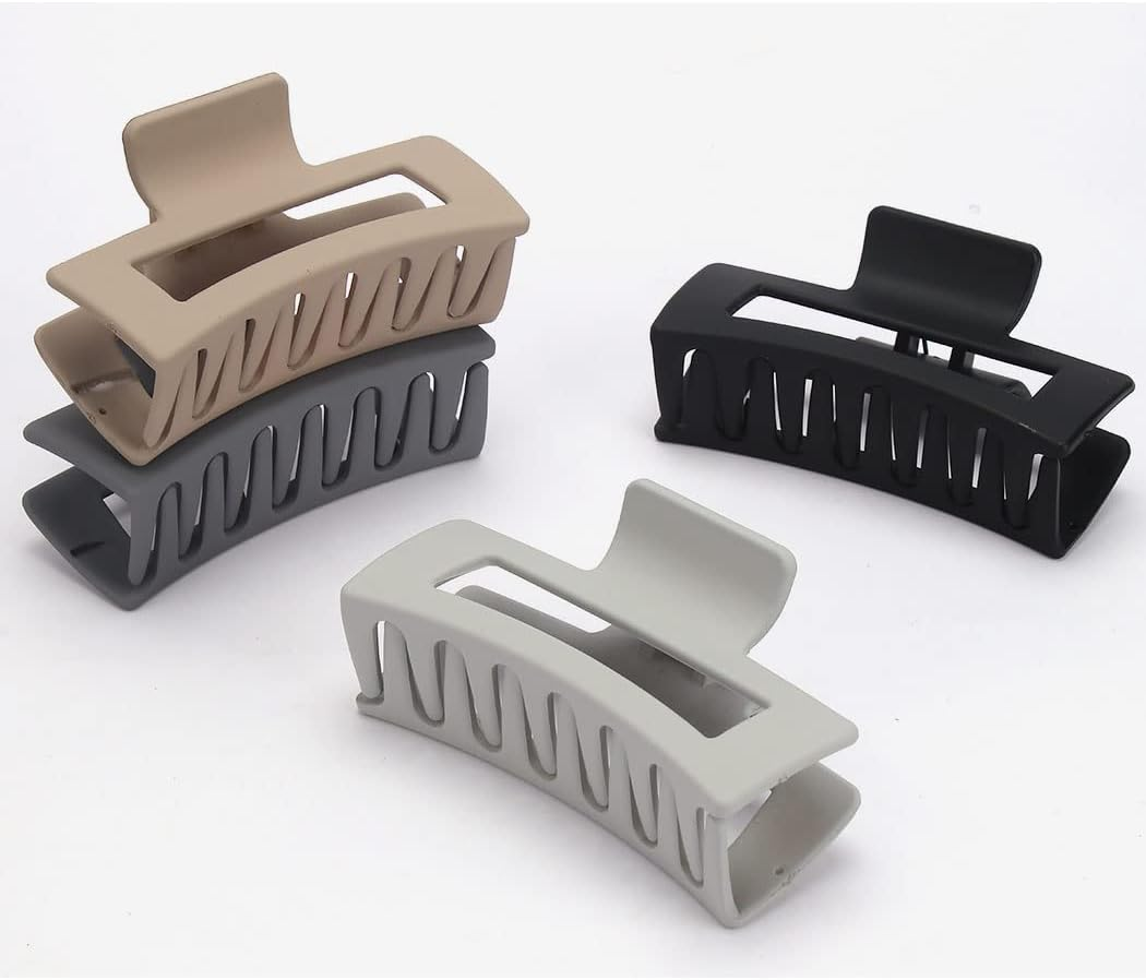 Canitor Matte Rectangular Banana Hair Clips for Thick Hair - 4 PCS Non-Slip Design Jaw Clips and Barrettes for Women image number 6