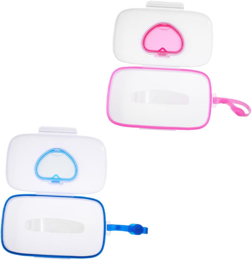 Generic 2Pcs Boxes Love Wet Tissue Box Reusable Wipes Pouch Dispenser Stroller Product Bin Cable Bag Wipes Cover Wipe Container Hanging Accessories Kit Holders Pp Plastic image number 2