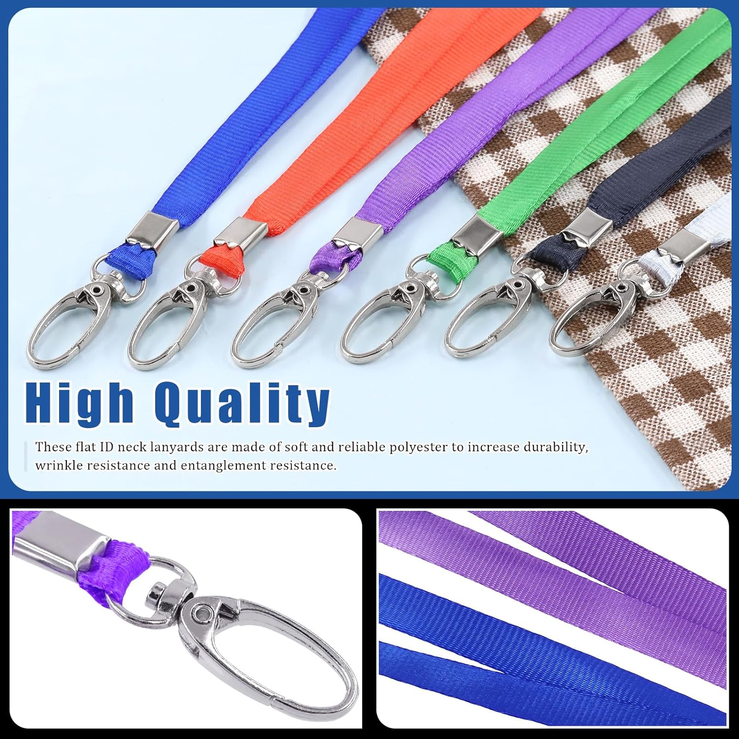 Glarks 50Pcs Lanyards Bulk Purple Lanyard Flat Nylon Clip Swivel Hooks ID Badges Lanyard with Clip for Office ID Badges Key Chains
