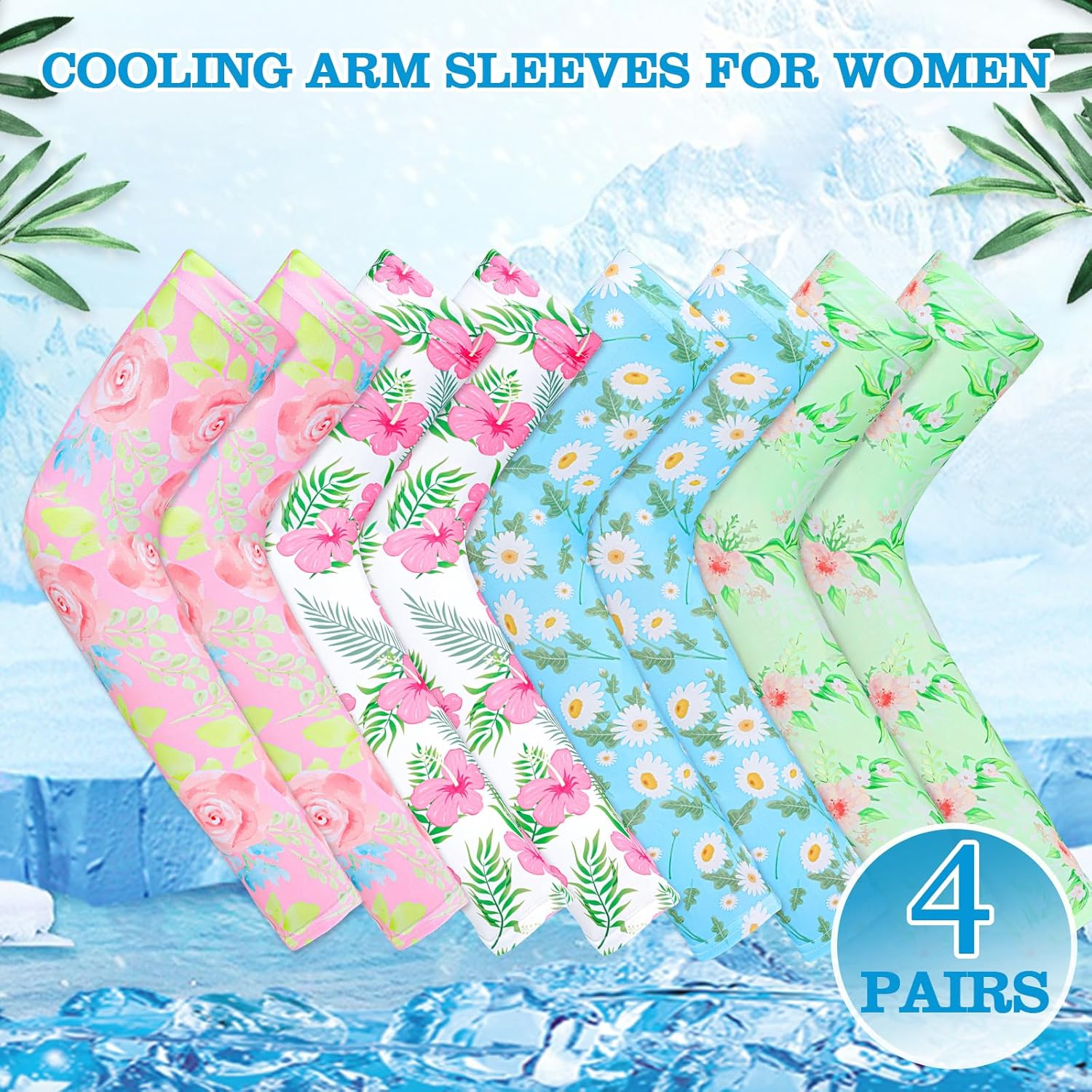 4 Pairs Gardening Sleeves Anti-Slip Arm Protection with Thumb Hole Sun Sleeve Cooling Arm Sleeves for Women Men Outdoor - Mixcolor-C image number 6