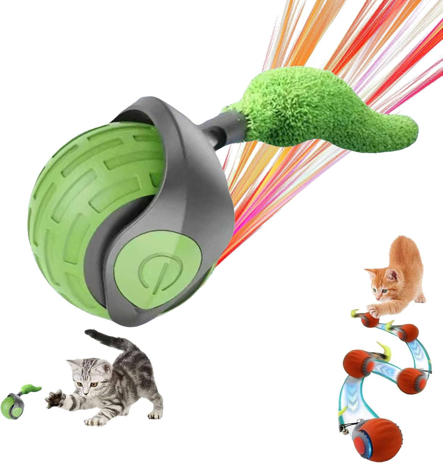 Speedy Tail 3.0 Rechargeable Intelligence Automatic Moving Pets Toy for Indoor Cat and Dog Interactive Rolling Ball (Green)