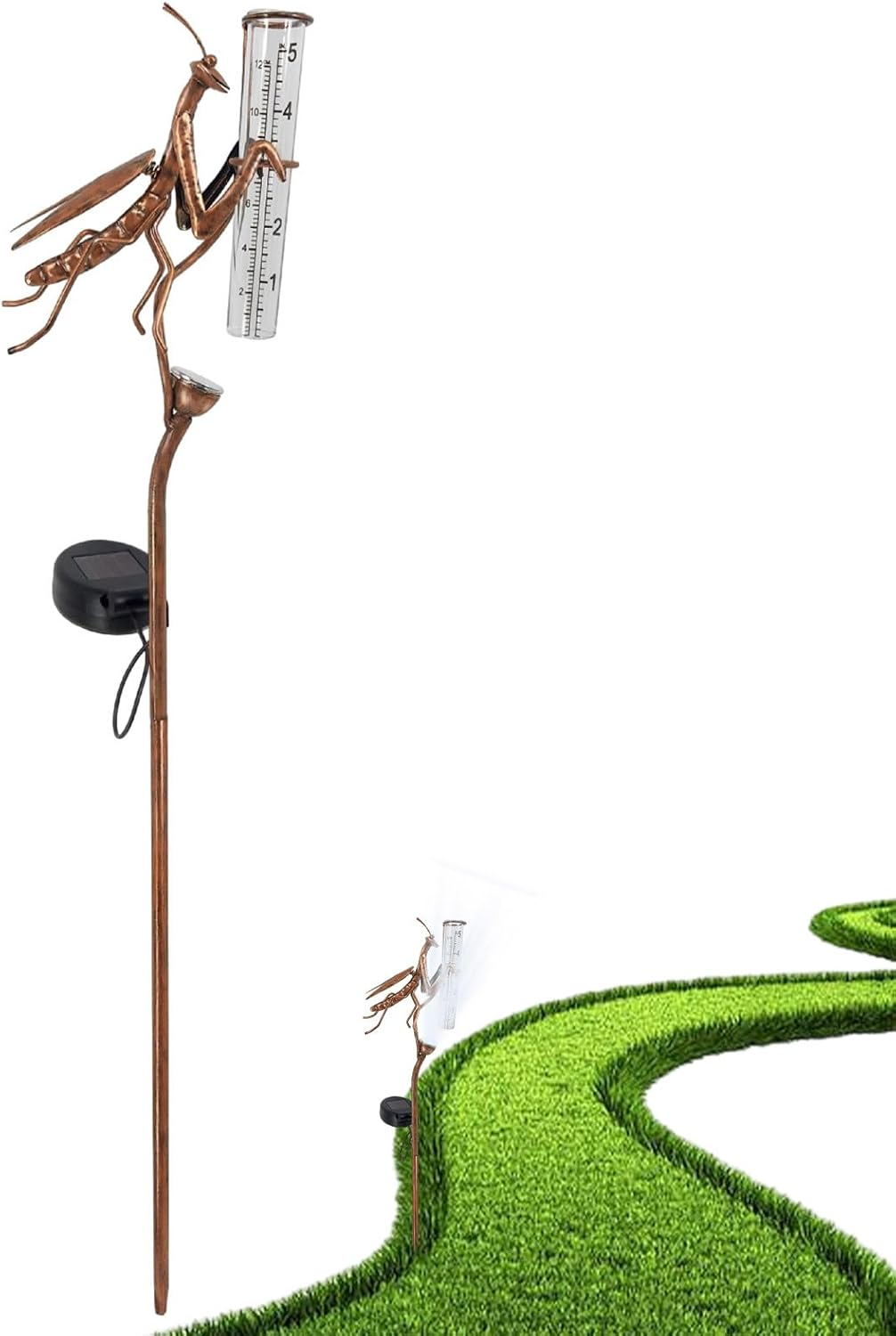 Decorative Rain Gauges - Waterproof Rain Gauge with Lights | Mantis Shaped Measure Gauge, Decorative for Patio, Garden image number 5