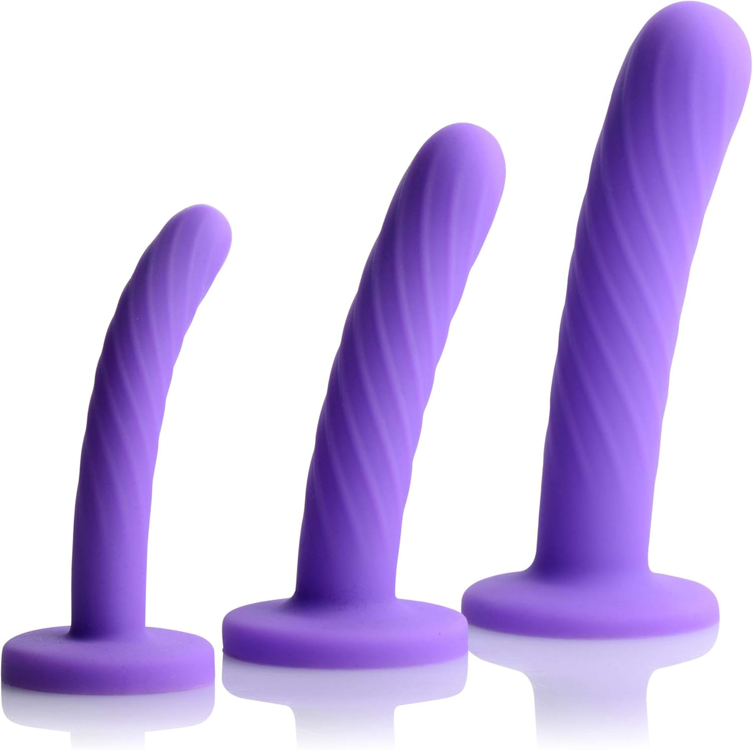 Strap U Trinity Strap-On Silicone 3 Piece Dildo Set, Black
