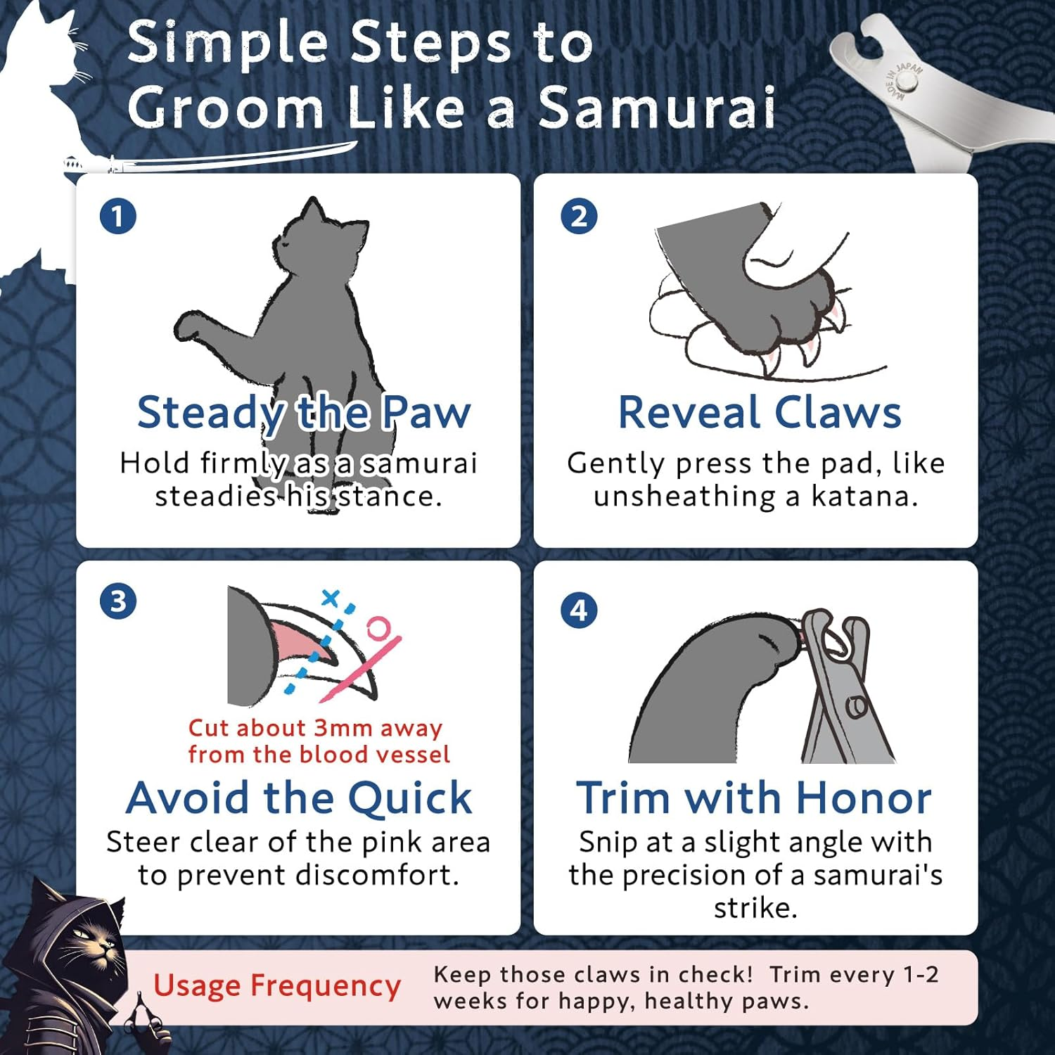 HIBINO Samurai-Grade Cat Nail Clippers | Vet Recommended | Sharper, Quieter & Safer | Precision Blade for Stress-Free Grooming | Non-Slip Grip | Lifetime Durability | Made in Japan image number 4