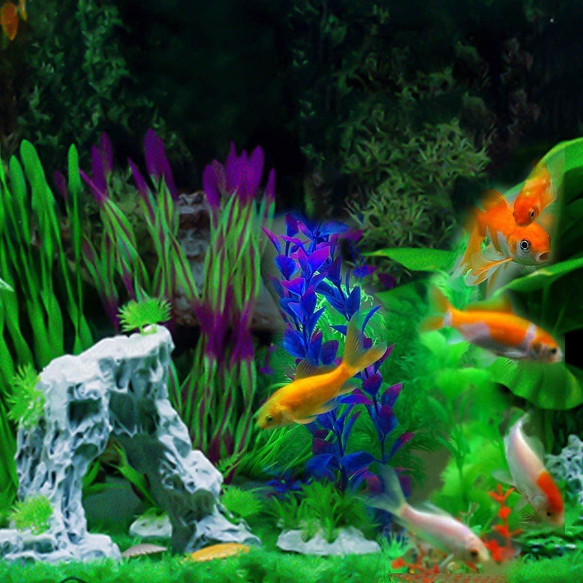 Aquarium Fish Tank Plastic Plants, 4 Pcs Aquarium Plants Fish Tank Decorations, Aquarium Artificial Plants Aquarium Decoration image number 3