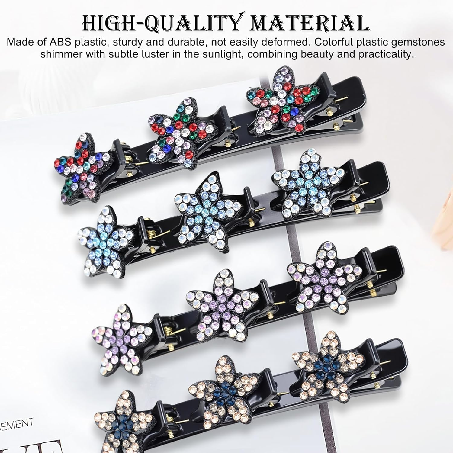 HSUYUN Pack of 4 Sparkling Double Layer Hair Clips, Women'S Stylish Hair Clips, Flower Hair Clips, Double Layer Structure Hair Clip, Suitable for Daily Classes, Work and Dance Performances image number 1