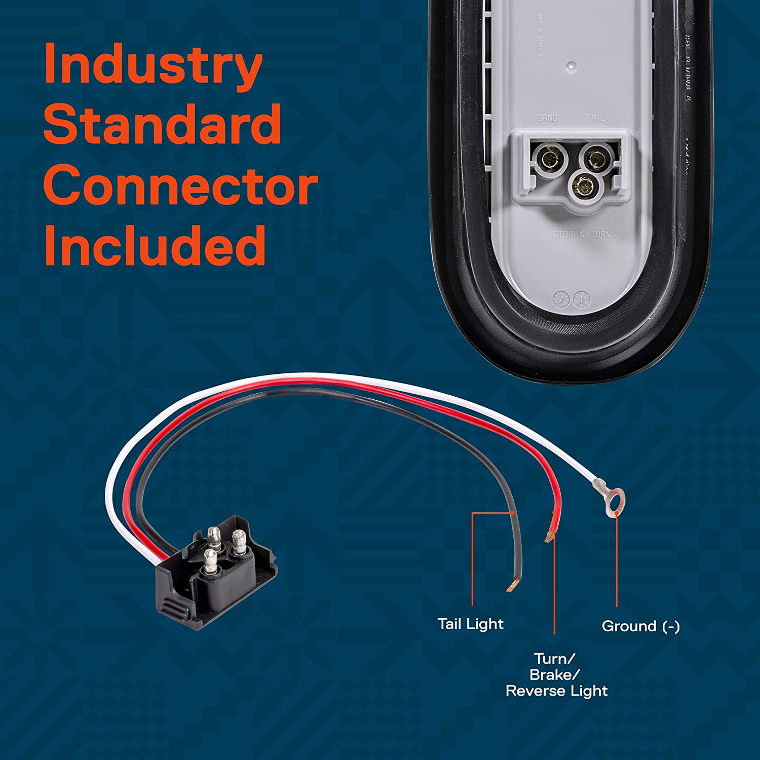 TRUE MODS 2Pc 6 Inch Red Oval LED Trailer Tail Light Kit [Stop Turn Tail] [DOT FMVSS 108 SAE S2TSI6P2] [Grommet & 3 Prong Plug] [IP67 Waterproof] Boat RV Flatbed Truck Trailer Brake Lights image number 1