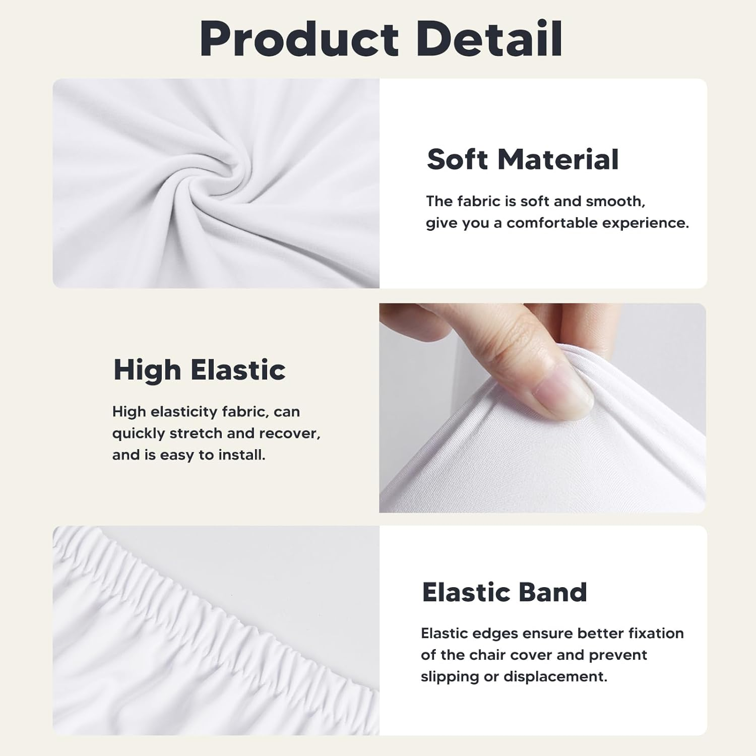 Chair Covers for Dining Room Set of 2 Stretch Dining Chair Covers Parsons Chair Slipcover Removable Dining Room Chair Covers Chair Protector Cover for Home Kitchen Hotel (2PCS, White)-X image number 4