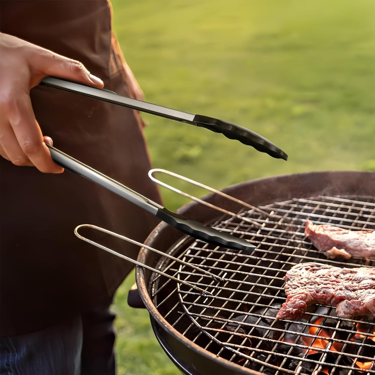 3Pcs (7", 9" & 12") Set Silicone Heat Resistant Kitchen Tongs,Premium Locking Cooking Tongs with Silicone Tips, Non-Slip Food Tongs for Cooking, Non-Stick, Stainless Steel Handle, image number 3