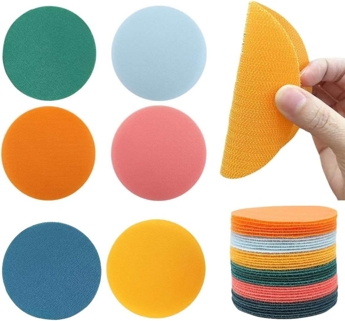 Gewaha 36Pcs Velcro round Carpet Spot Marker, Multipurpose Floor Circle Spots Nylon Carpet Markers for Teacher, Floor Dots and Sport Activities image number 6