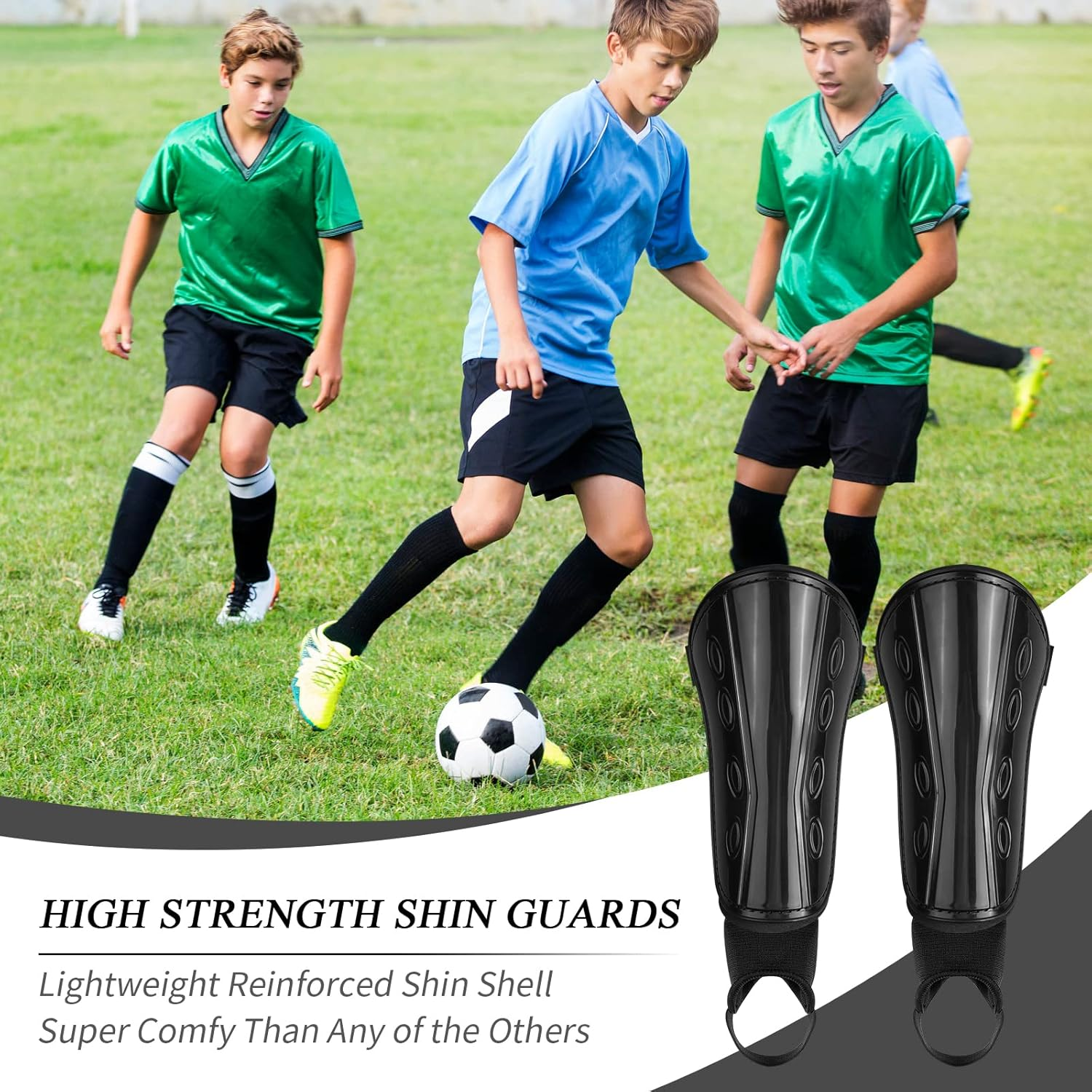 Kids Adults Football Shin Guards, Soccer Shin Guards Eva Shin Pads, Football Shin Pad, Junior Shin Pads with Ankle Protection, Leg Shin Guards, for Boys Girls Teenagers image number 2