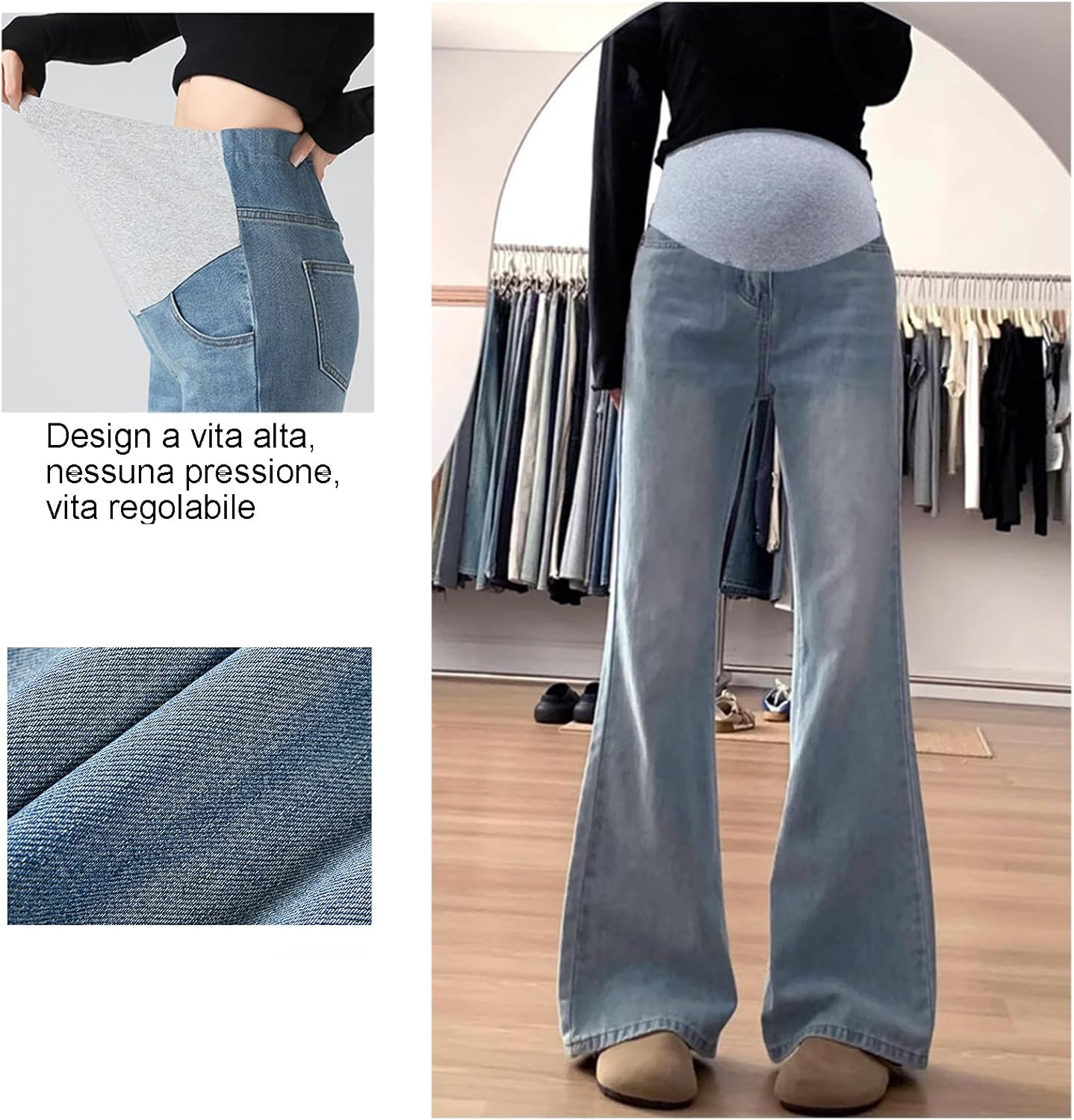 Maternity Jeans with Adjustable Waist - Life Comfort plus Size for Women under 170 Cm Utility Pockets image number 1