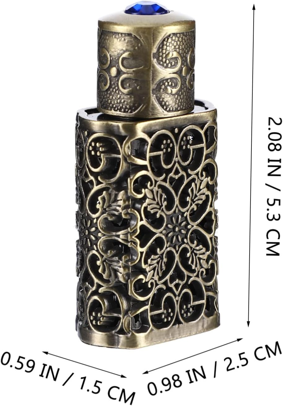 3Pcs Essential Oil Bottle Antique Hollow Engraved Perfume Spray Container for Travel and Craft Projects Elegant Middle Eastern Design Versatile Liquid Storage image number 4