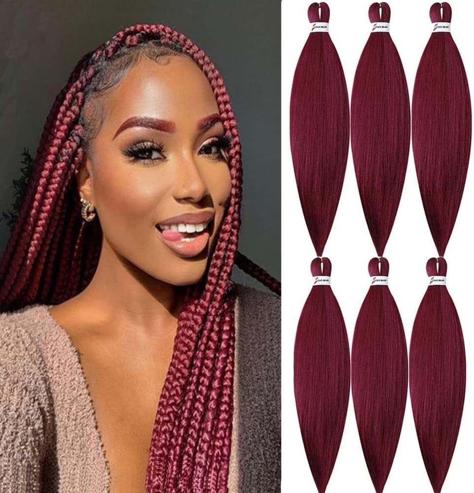 6 Packs/Lot Pre Stretched Braiding Hair 26 Inch Ombre Braiding Hair Extensions Hot Water Setting Crochet Synthetic Braids Hair Black(1#)