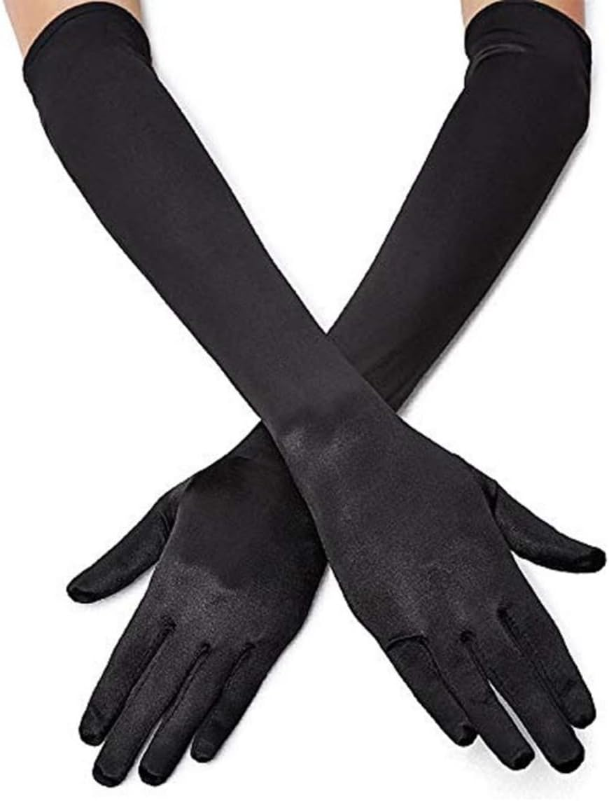 Costume Bay 1920S Flapper Gatsby Long Satin Gloves Vintage Roaring Twenties Elegant Accessory Women'S Fashion Glamour Black White Evening Gala Theater Costume