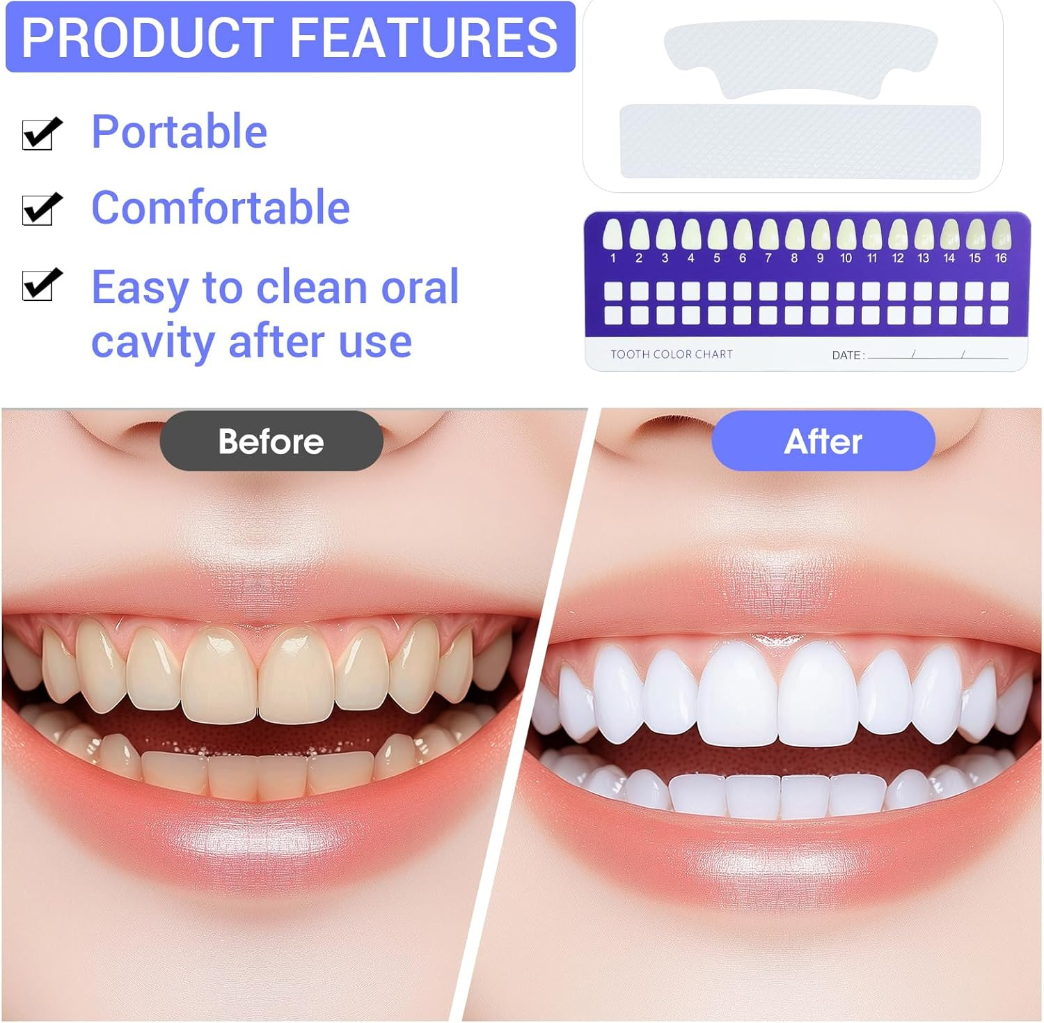 28 Pcs Teeth Whitening Strips, Whitening Strips Kit, Enamel Safe - No Slip, No Sensitivity & Gentle Tooth Whitening & Fresh Breath - Radiant Smile with Prevention of Teeth Stains image number 4