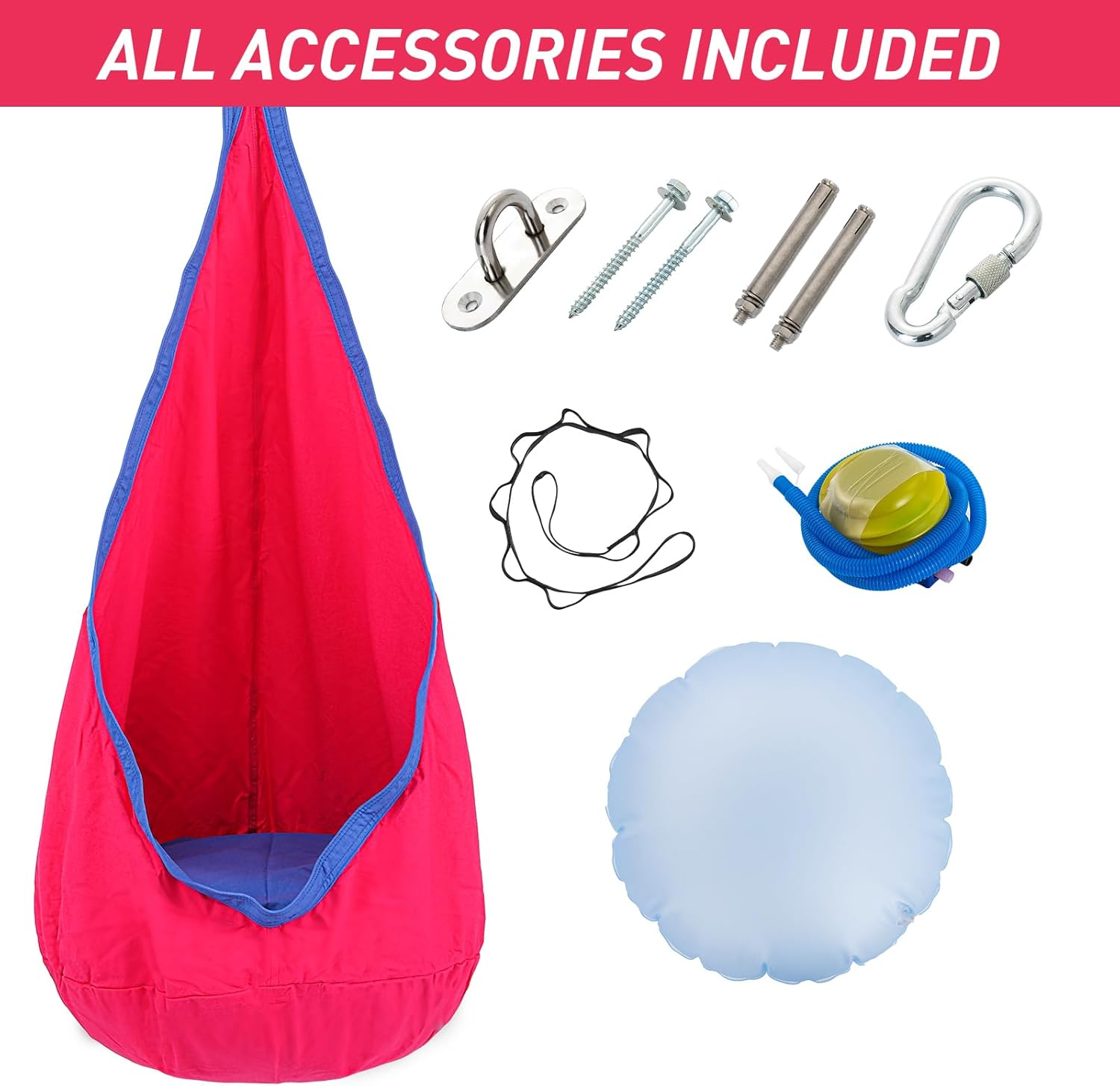 YAERSI Kids Pod Swing Seat Child Hammock Chair with PVC Inflatable Cushion for Indoor and Outdoor Use Durable Portable