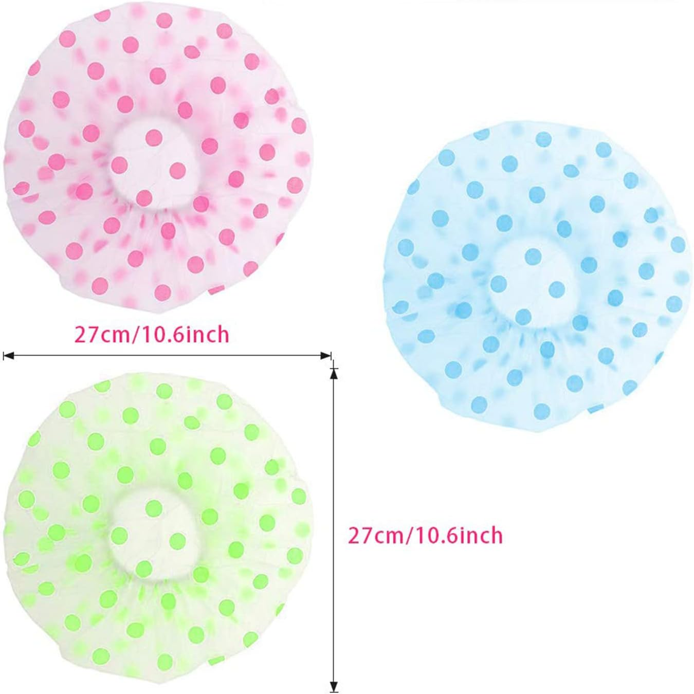 3 Pieces Elastic Shower Cap, Reusable Waterproof Shower Caps, Plastic Shower Cap for Girls, Women, Shower, Spa, Salon, Main Use (Blue, Yellow, Red) image number 2