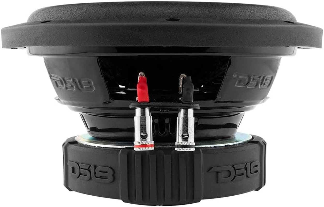 DS18 SLC-8S Subwoofer in Black - 8-Inch Speaker, 400W Max Power, 200W RMS Power, Aluminum 4 Layer Voice Coil, Black Steel Frame, SVC, 4 Ohm Impedance, Ferrite Magnet (1 Speaker) (SLC8S)