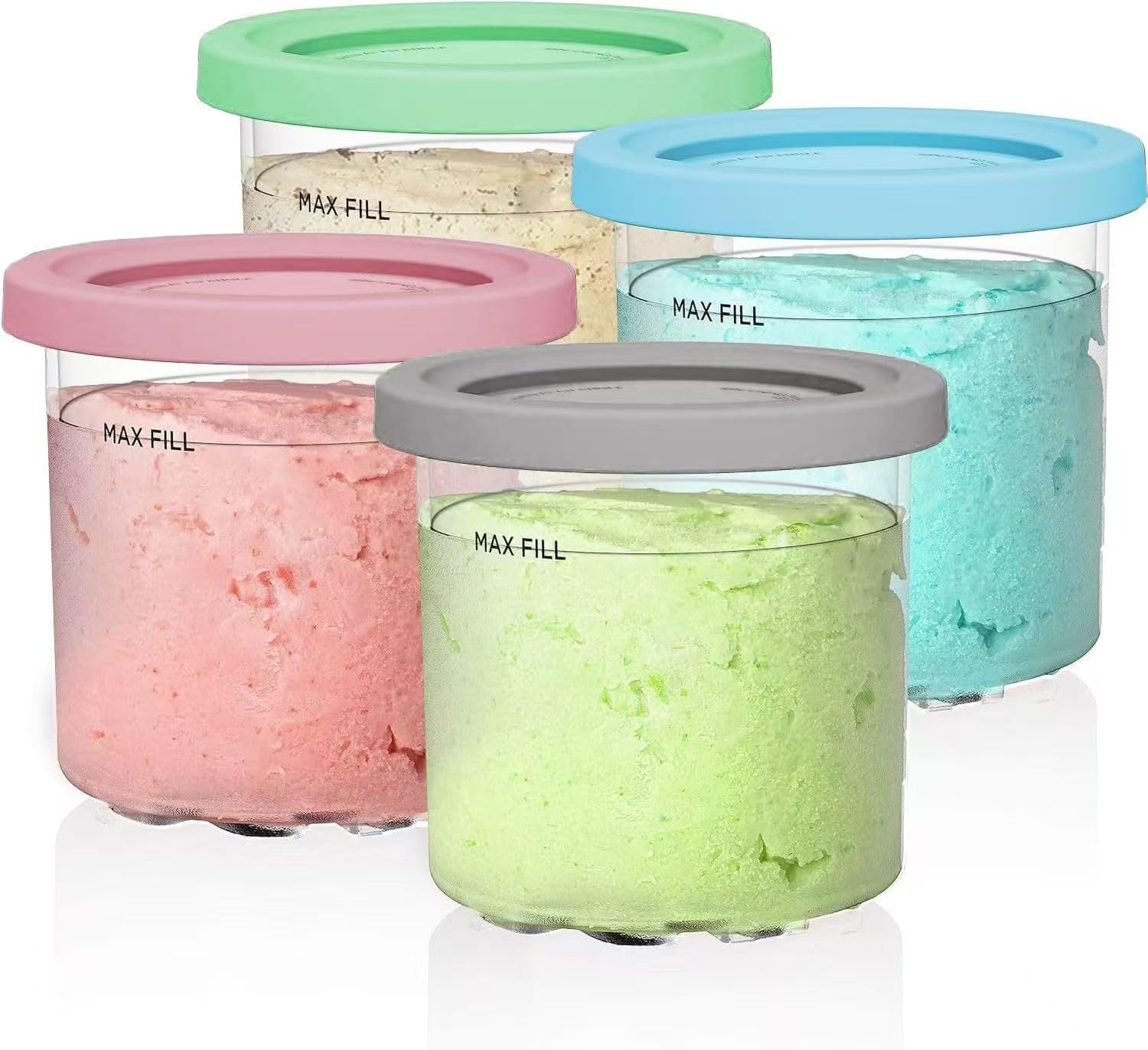 Dxiocli Containers Replacement for Ninja Creami 7-In-1 NC300/NC301 Pints - 4 Pack, 16 Oz - Dishwasher Safe, Bpa-Free, Leak Proof image number 1