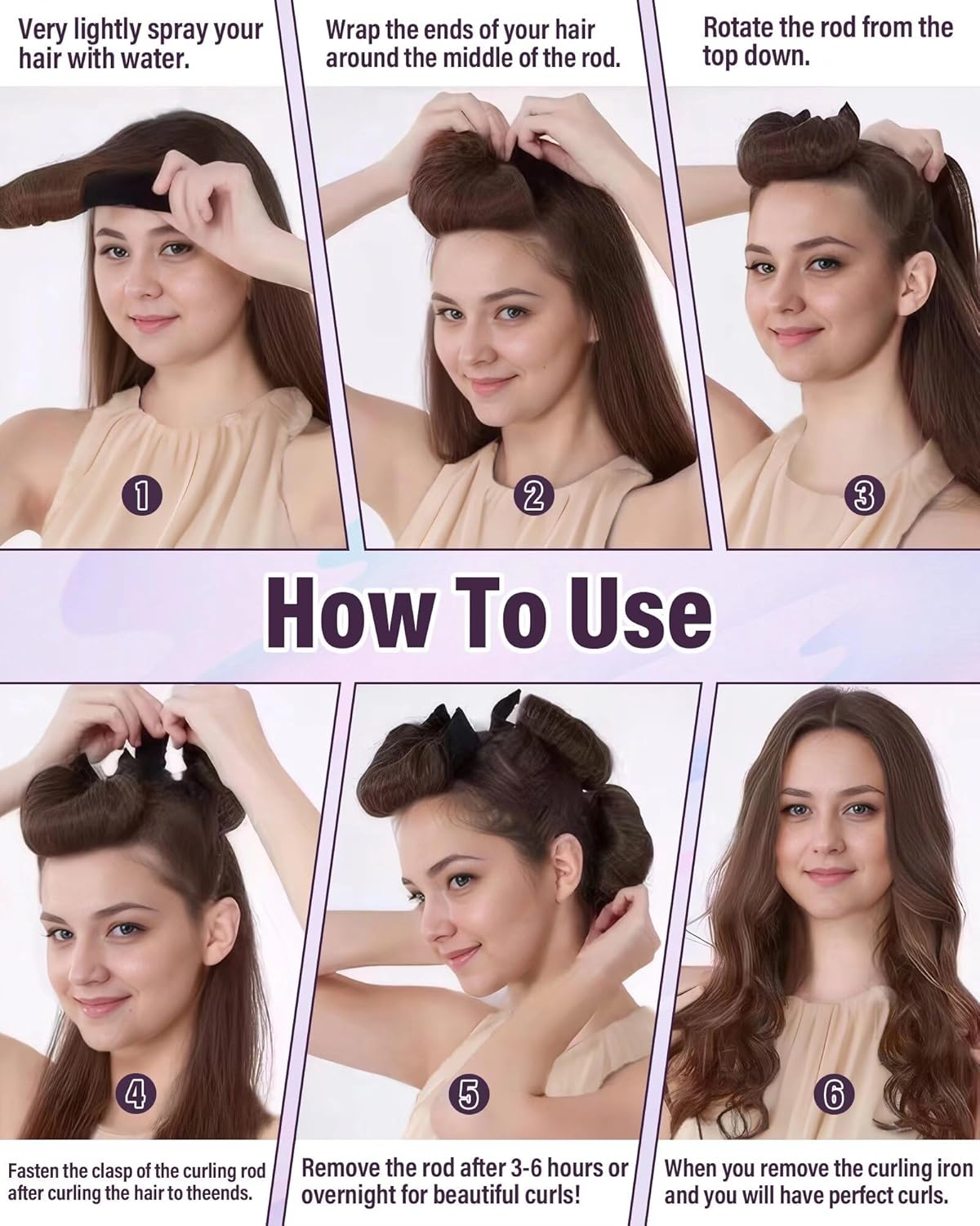 Heatless Hair Curler Overnight Curls-3 Pcs No Heat Curling Blowout Rod to Sleep In,Hair Rollers with Satin Scarf 4 image number 5