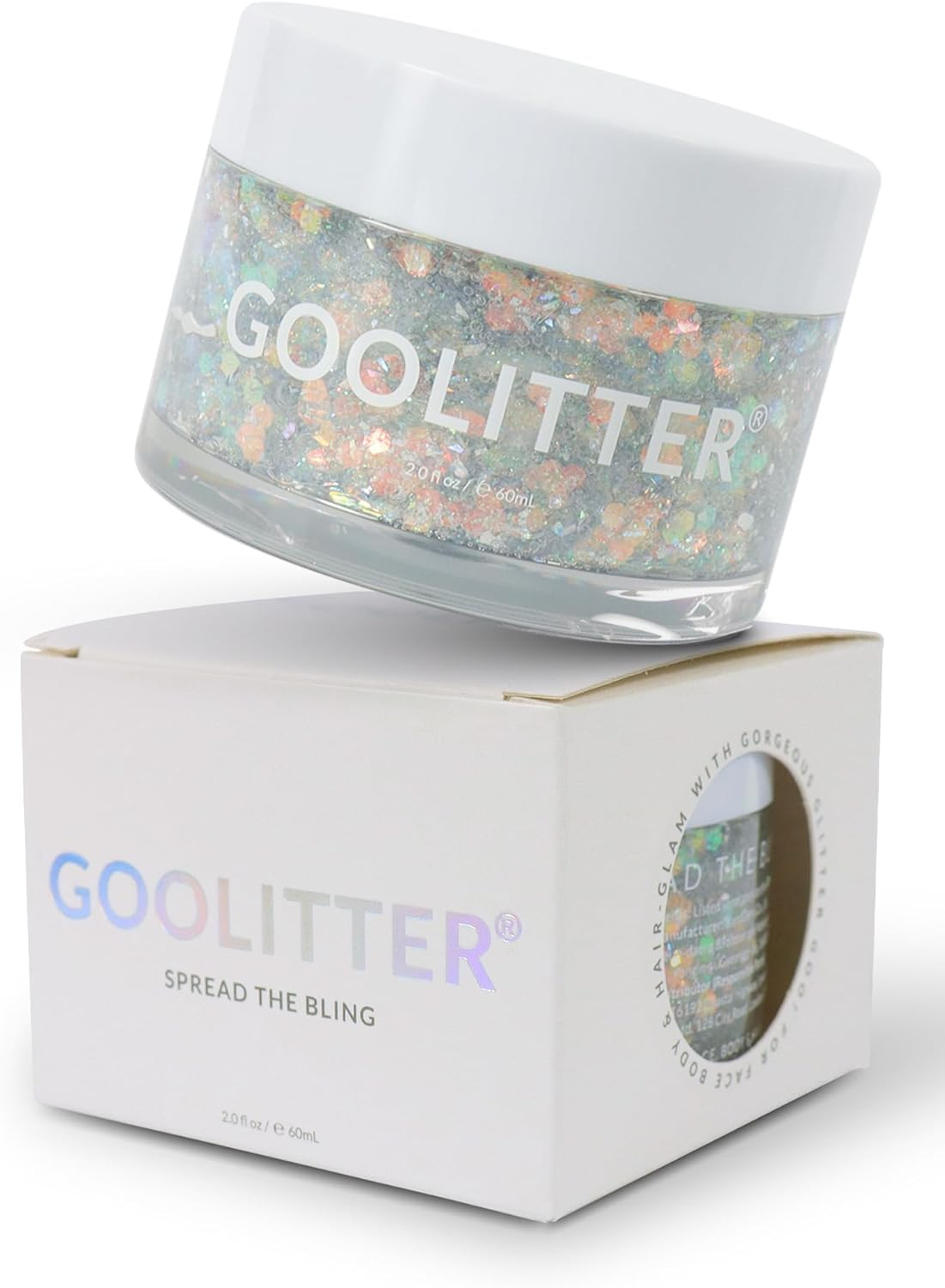 Goolitter Face, Body & Hair Holographic Clear White Glitter Gel [Snowy Cloud] 2Oz (60Ml) | Chunky | K-Beauty | Halloween, Festival, EDM, Rave, Party, Concert, Costume Makeup| Vegan, Cruelty Free