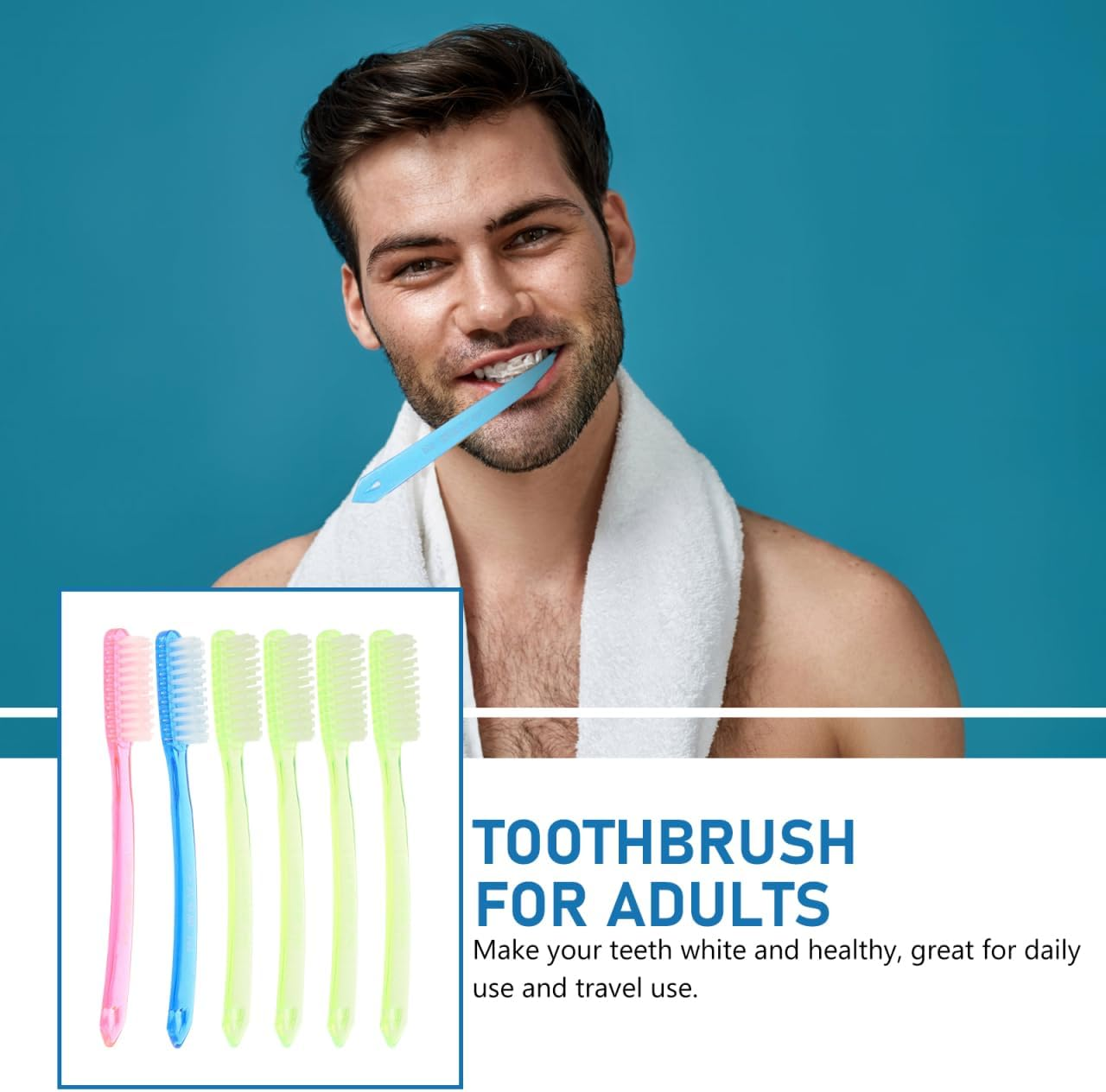 Mobestech Super Hard Toothbrush 6 Pack Adult Toothbrushes Firm Bristles for Effective Stain Cleaning Comfortable Grip for Daily and Travel Use