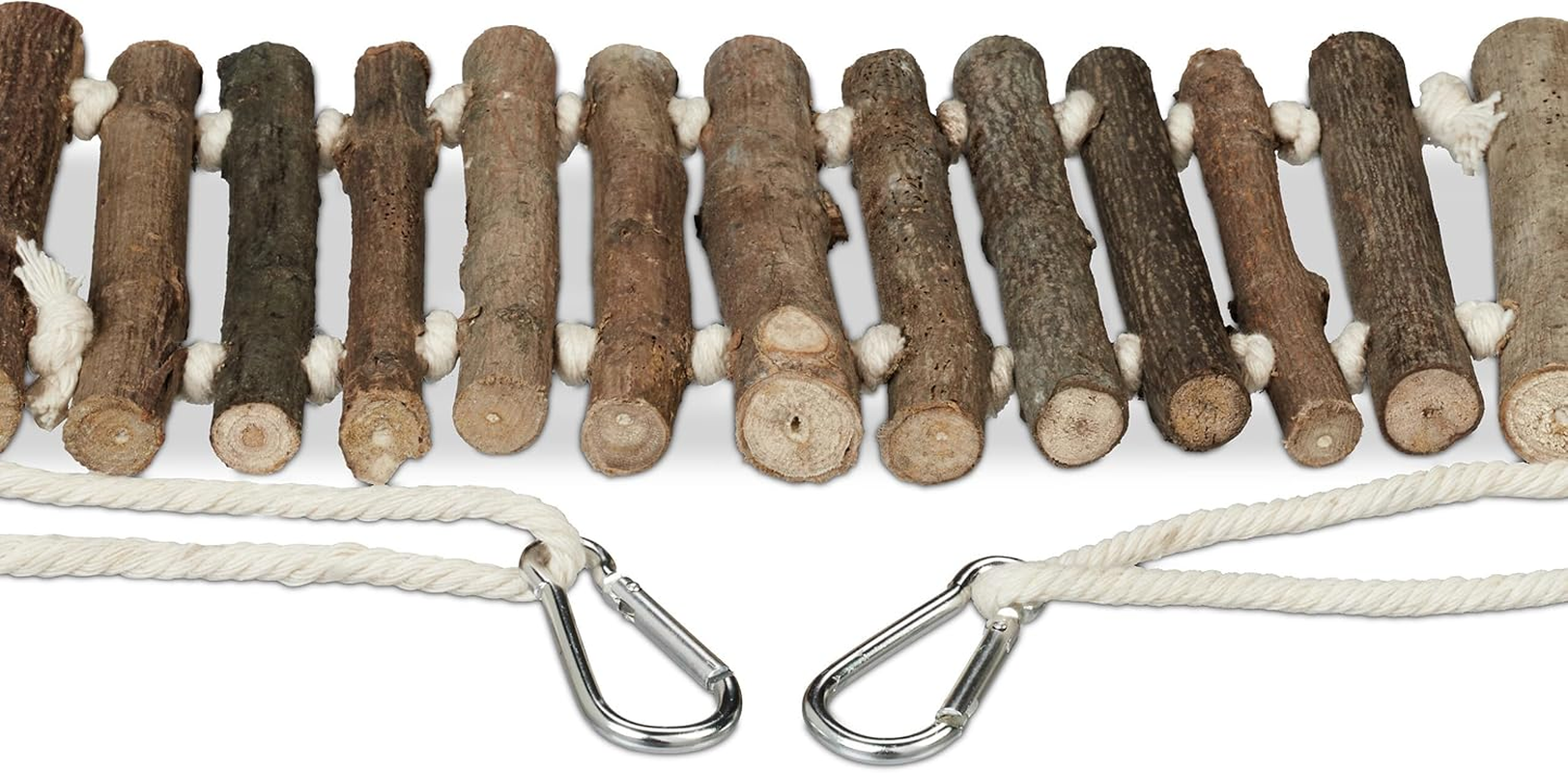 Relaxdays Bird Toy Ladder, Set of 2, Bird Cage Accessories for Budgies, Canary, Wood, Bird Ladder, Natural image number 1