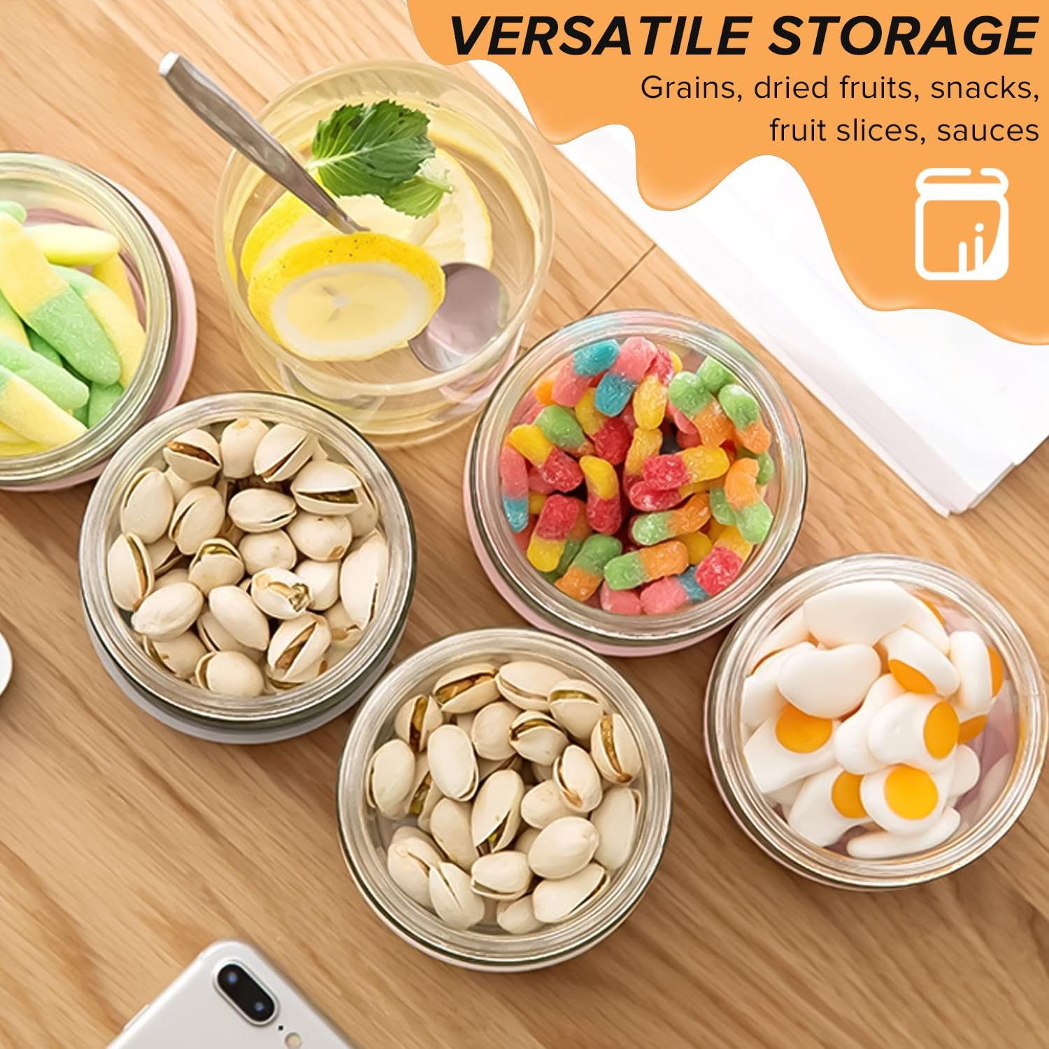 Necomi Glass Baby Food Storage Jars,20 Pack,4Oz Baby Food Jars with Airtight Lids,Small Meal Preparation Cans for Baby Food，Fruit and Vegetable Puree, Small Snacks,Freezer & Microwave Safe image number 3