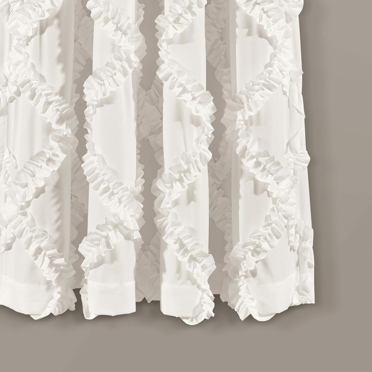 Lush Decor Ruffle Diamond Window Curtain Panel Pair, 63 in X 54 In, White image number 5