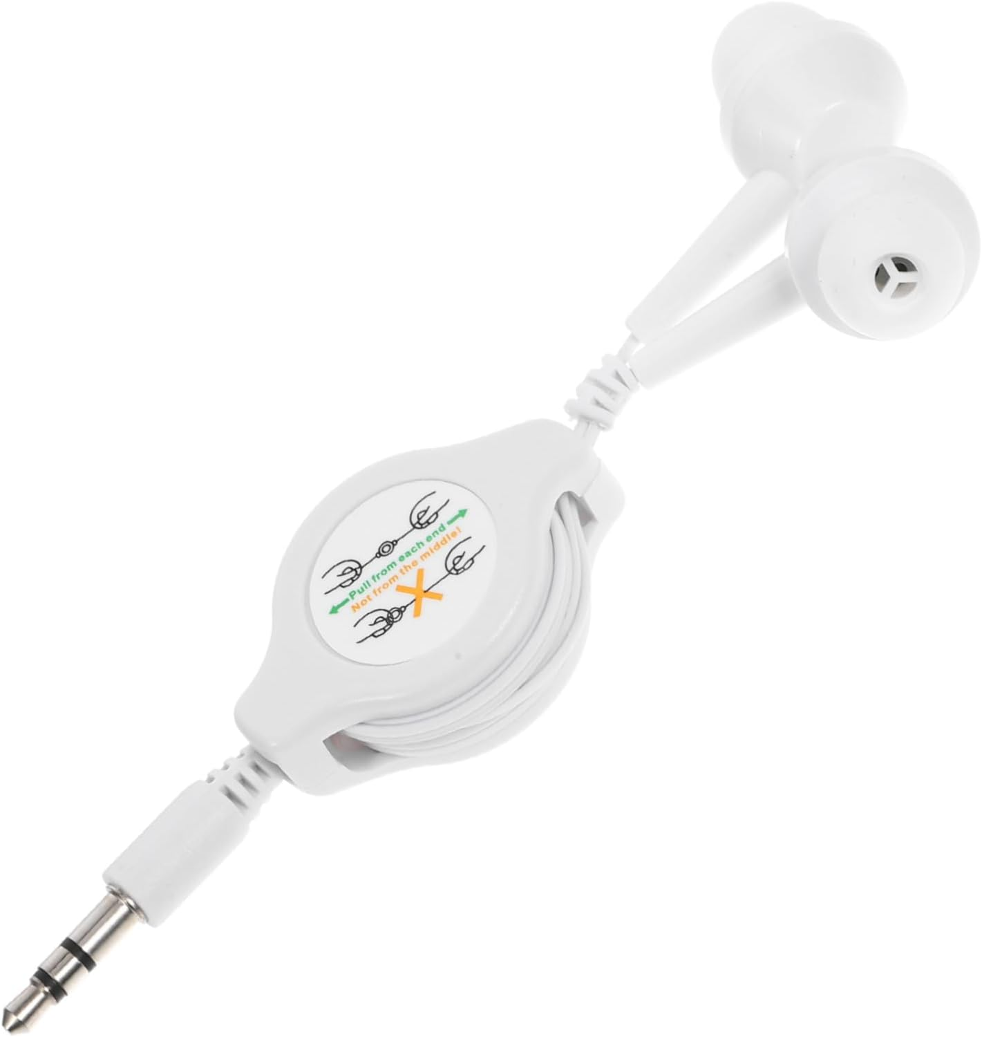 CATIEBYE Retractable in Ear Headphones Earphone with Sound Insulation Wired Earbuds for Travel Workouts Compatible with Jack White image number 2