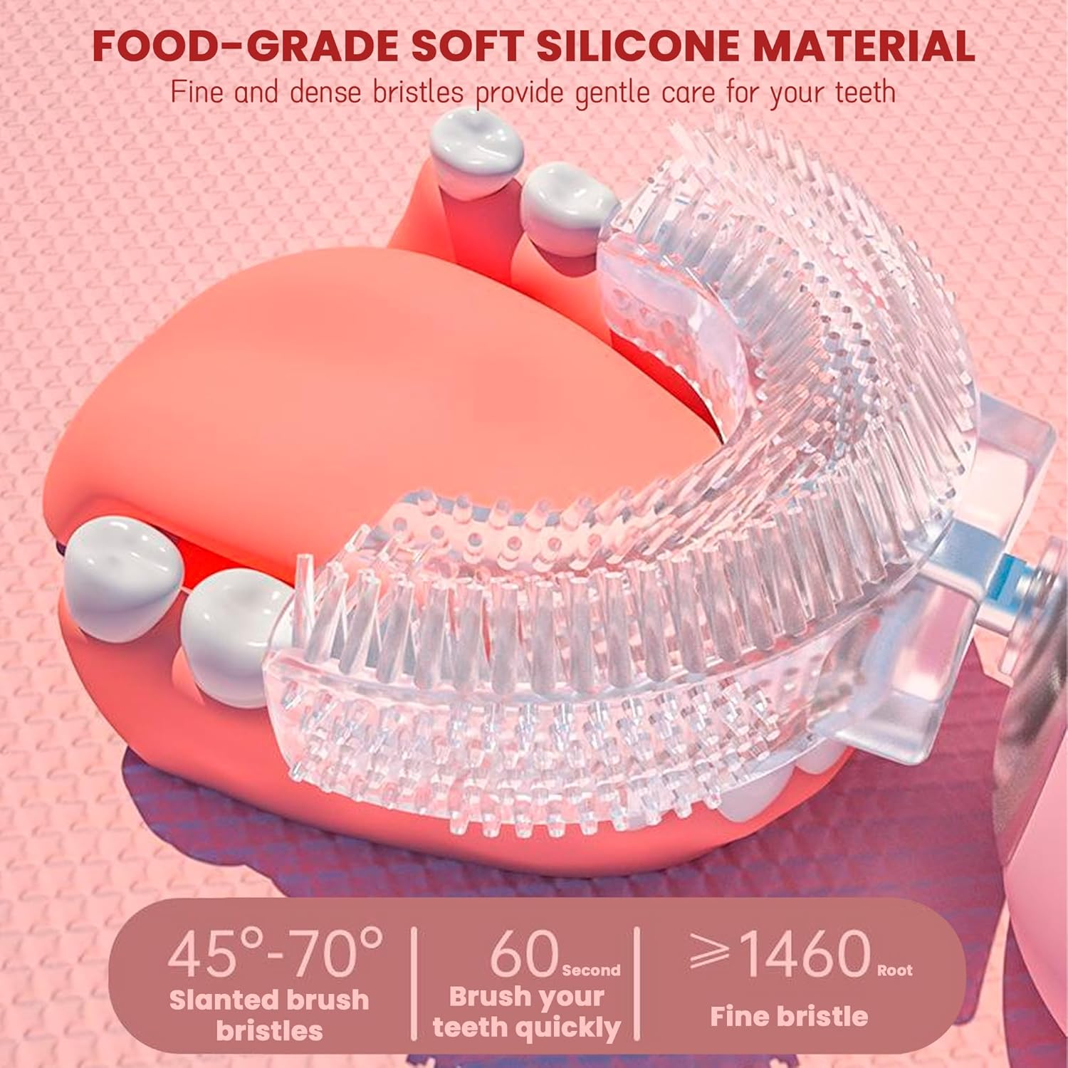 U-Shaped 360&ordm; Ultrasonic Toothbrush, Ultrasonic Kid'S U-Shaped Electric Silicone Brush Toothbrush, Ipx7 Waterproof, Whitening & Plaque Removal, for Age 2-6 (Green) - Blue image number 2